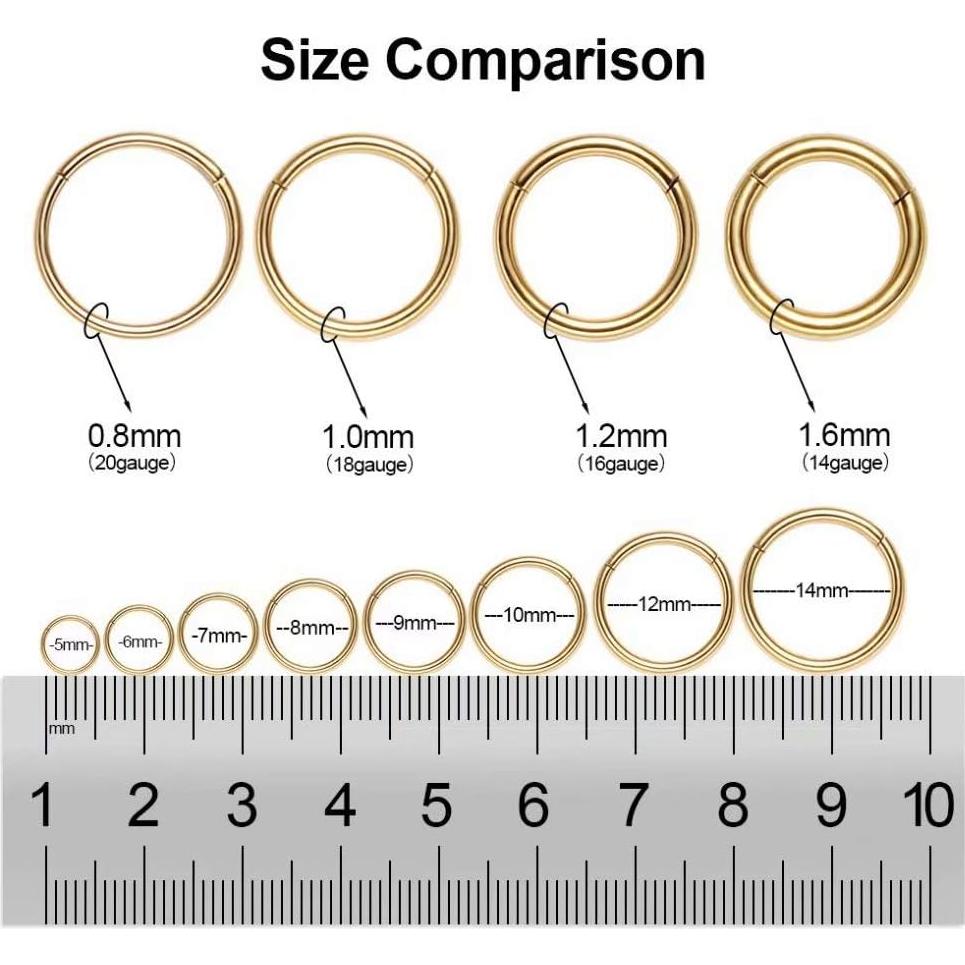 Aros Nasales Hipoalergénicos Acero Quirúrgico 316L 20G 8mm