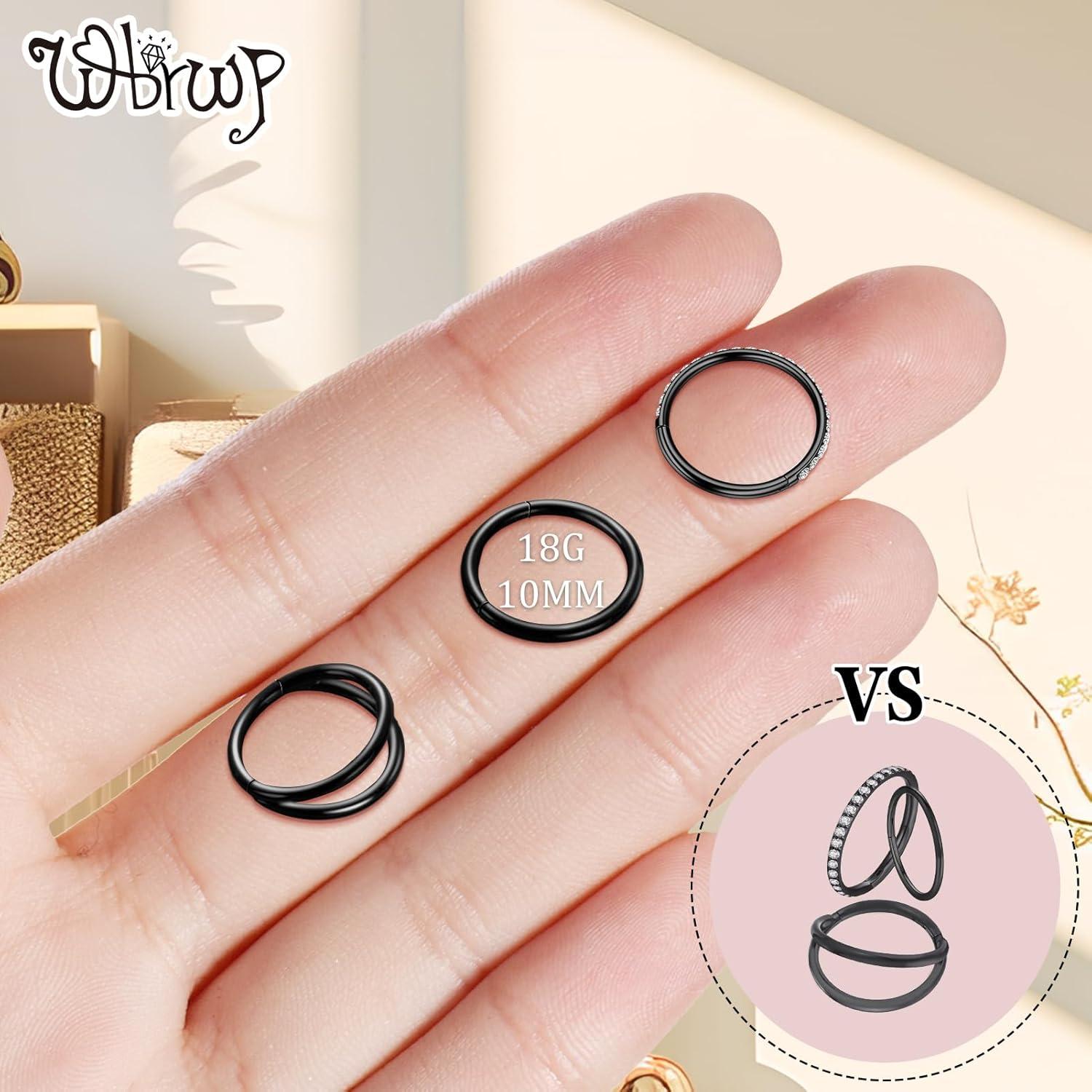 Aros de Nariz WBRWP Acero Quirúrgico 316L 3 Piezas 18G 9mm