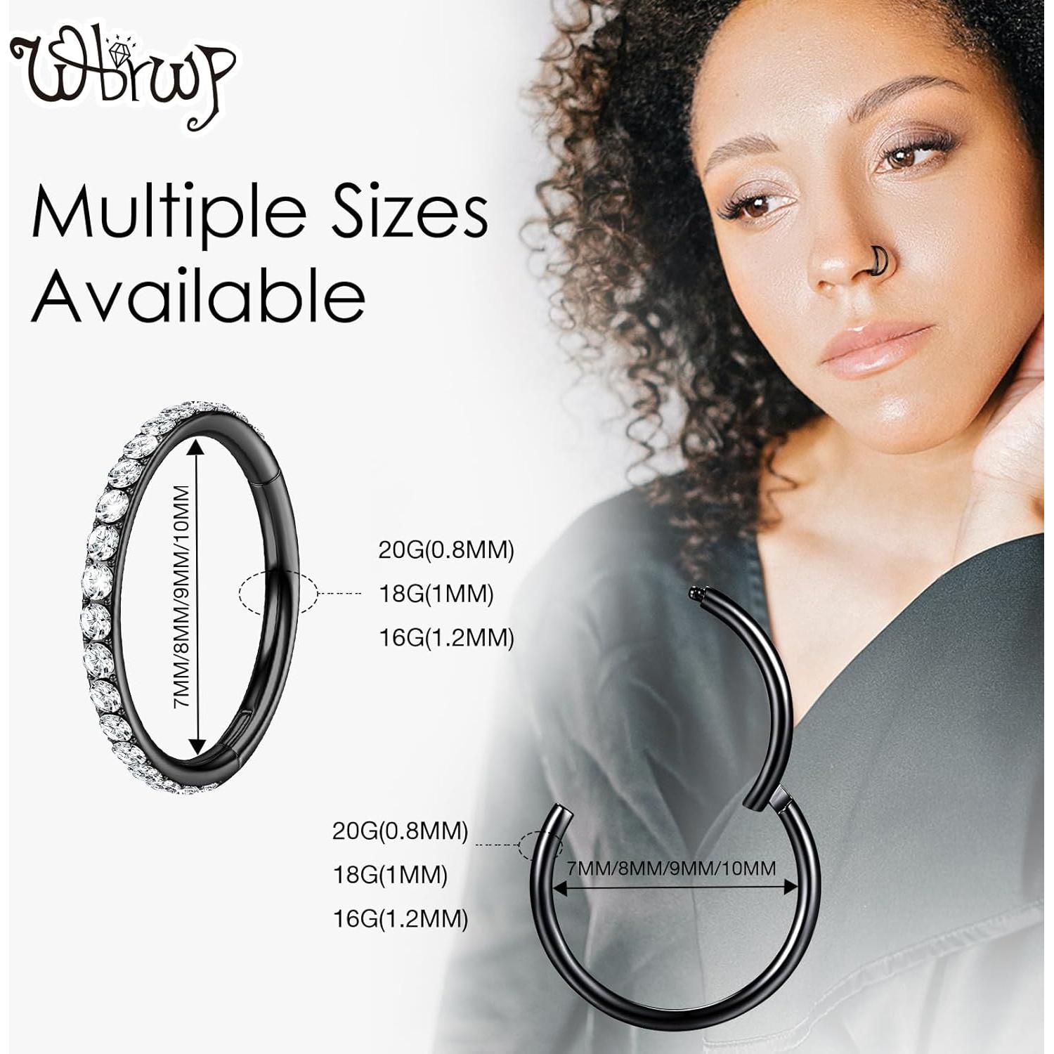 Aros de Nariz WBRWP Acero Quirúrgico 316L 3 Piezas 18G 9mm