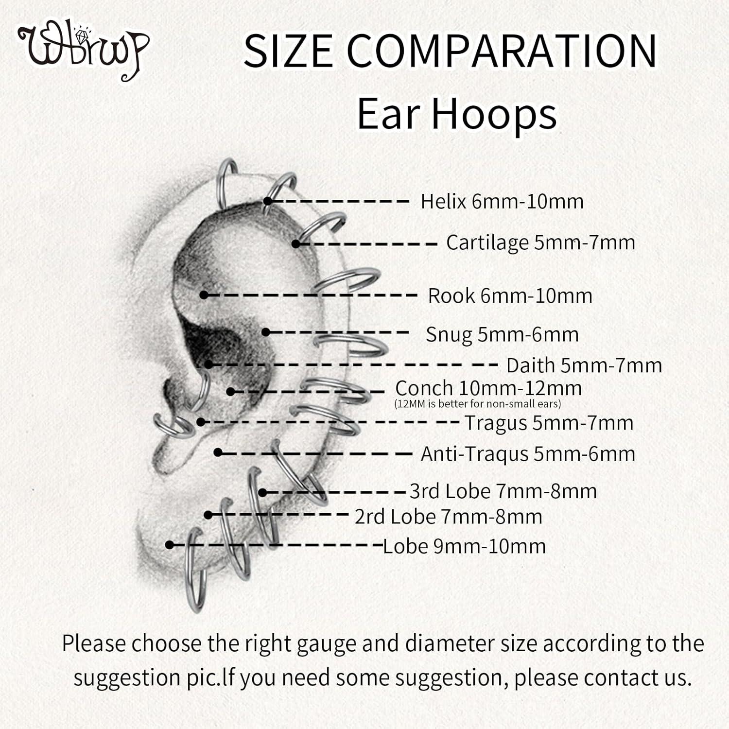 Aros de Nariz WBRWP Acero Quirúrgico 316L 3 Piezas 18G 9mm