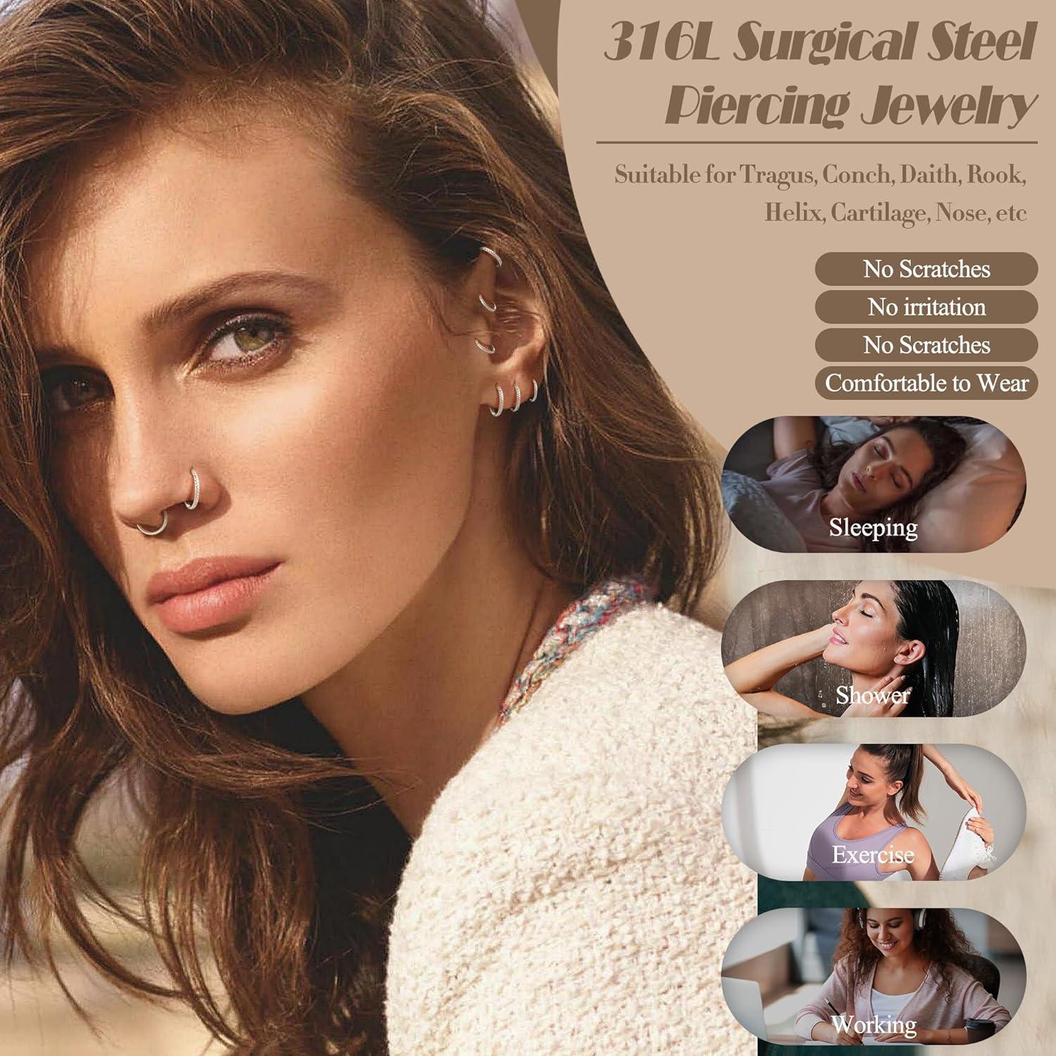 Aros de Cartílago Hipoalergénicos FASACCO 8mm 316L Acero Quirúrgico