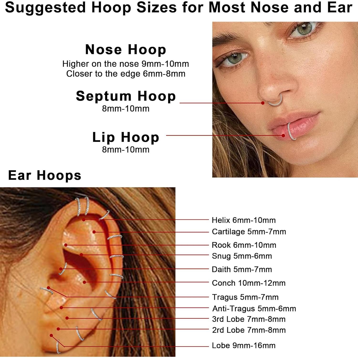 Aros de Cartílago Hipoalergénicos FASACCO 8mm 316L Acero Quirúrgico