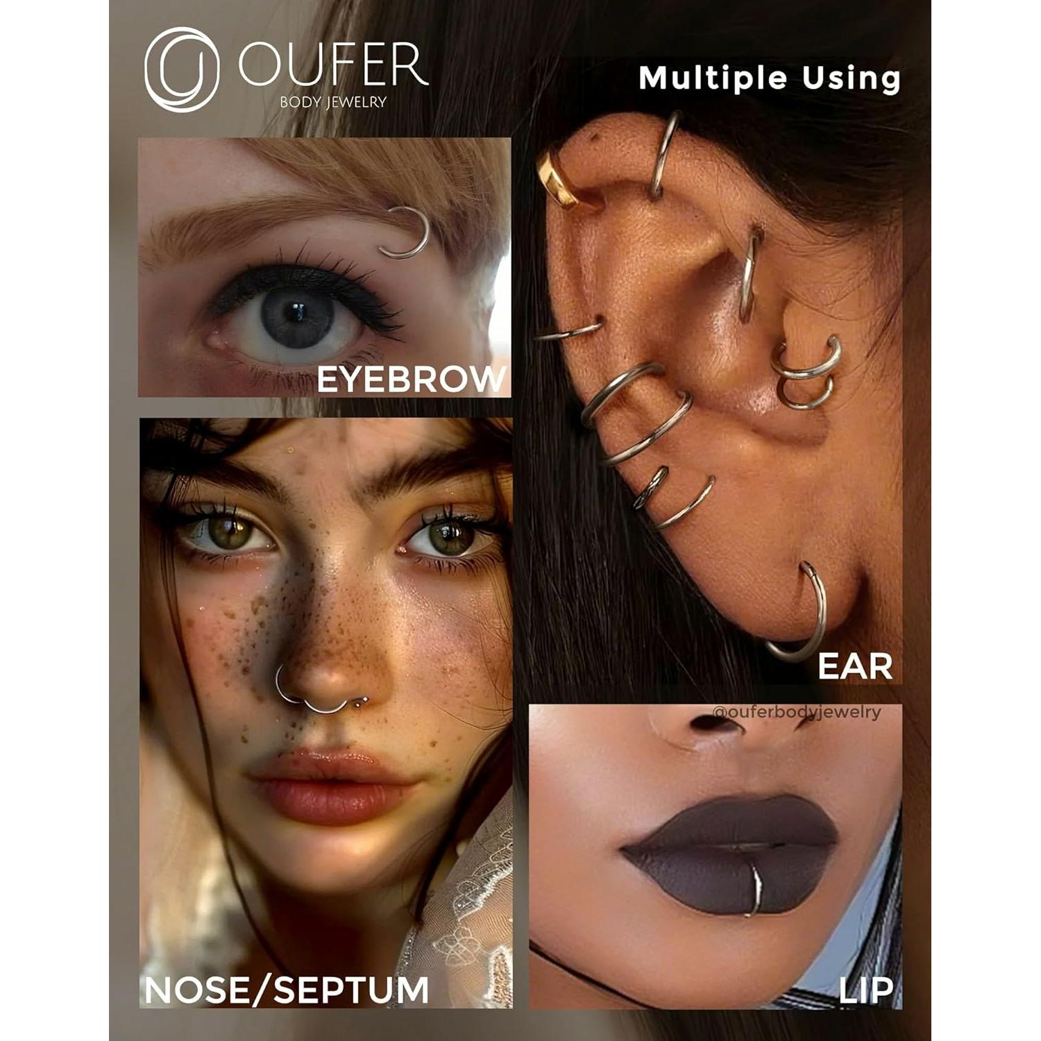 Aros Nasales OUFER 20G Acero Quirúrgico 316L 8mm Plata