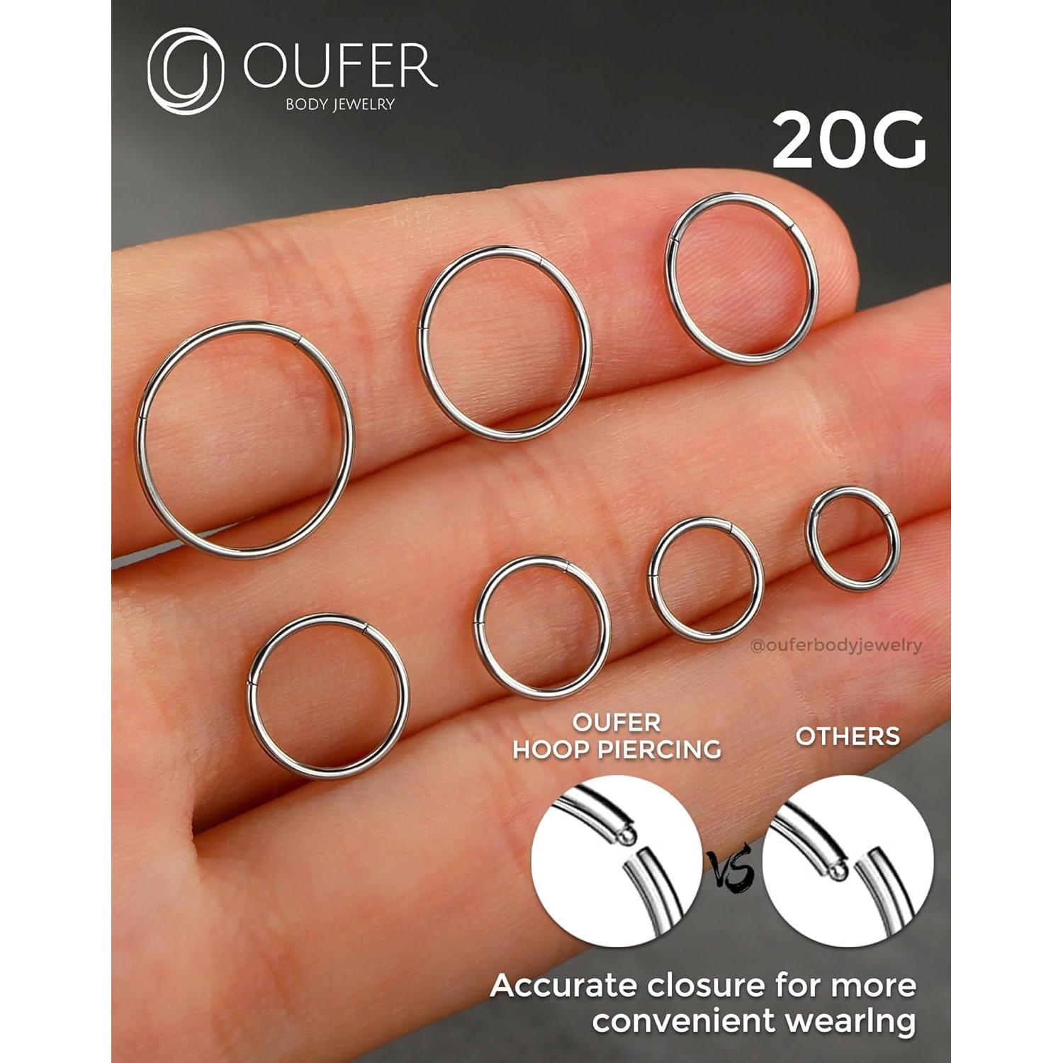 Aros Nasales OUFER 20G Acero Quirúrgico 316L 8mm Plata