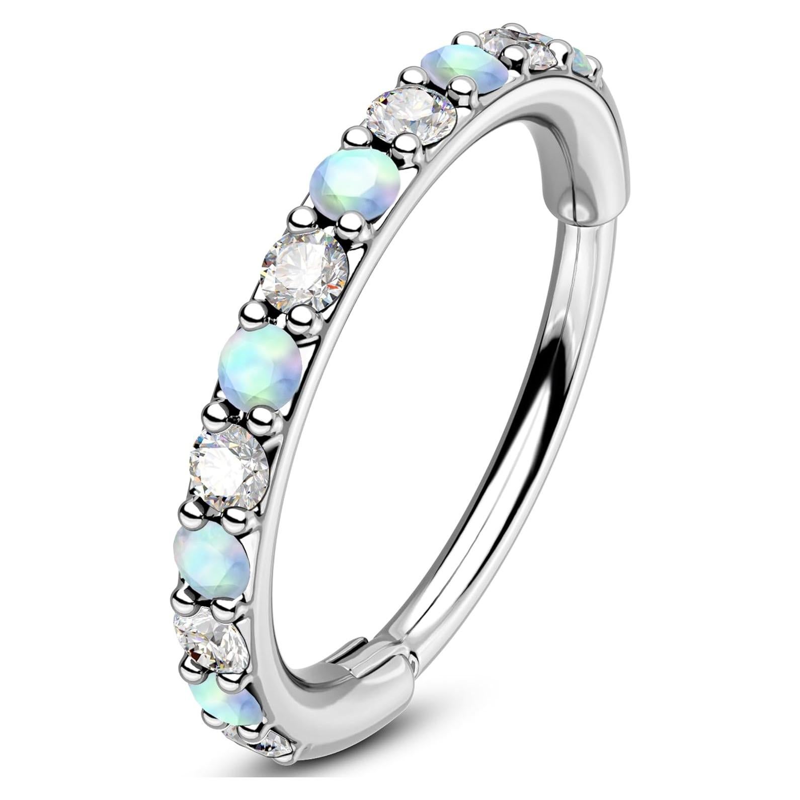 Anillo de Nariz OUFER 20G Acero Quirúrgico 7mm con Ópalo