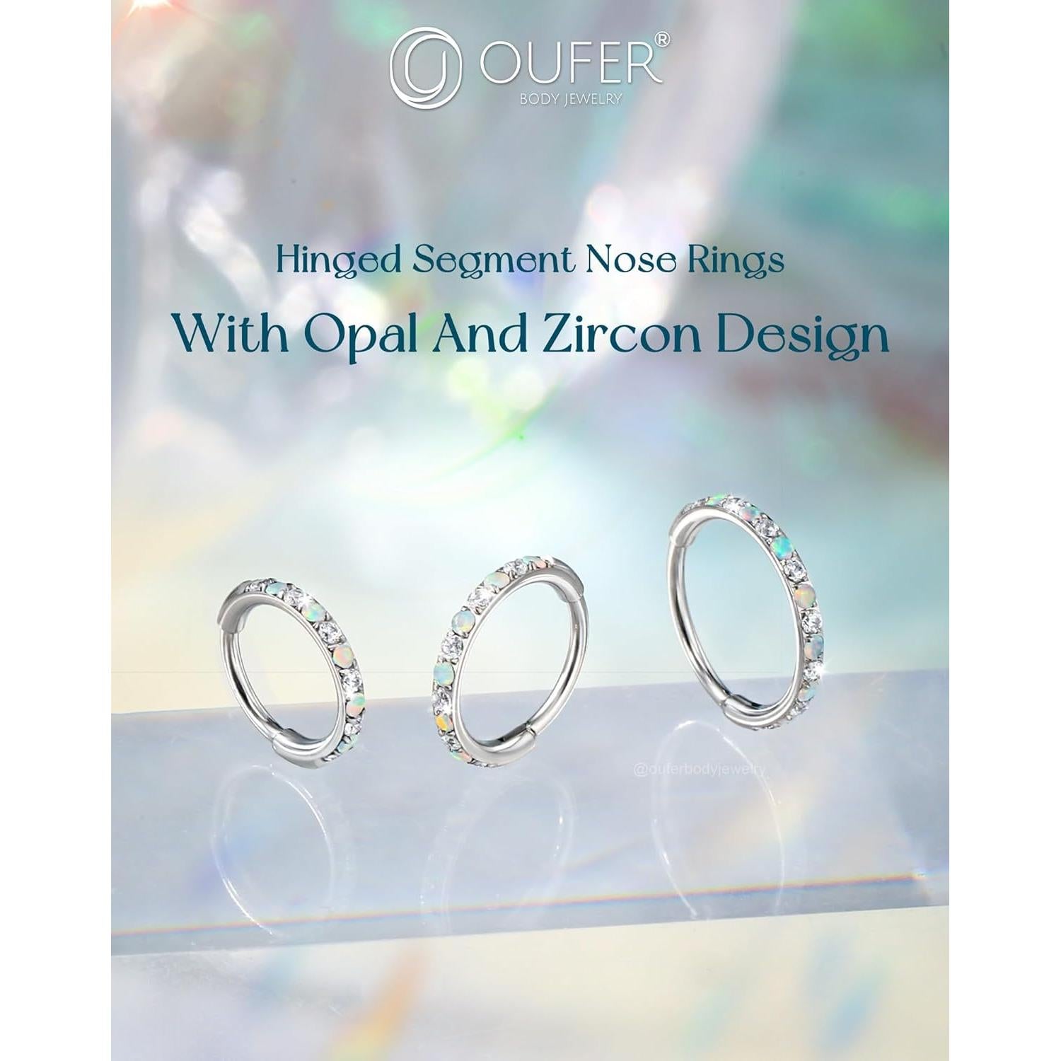 Anillo de Nariz OUFER 20G Acero Quirúrgico 7mm con Ópalo