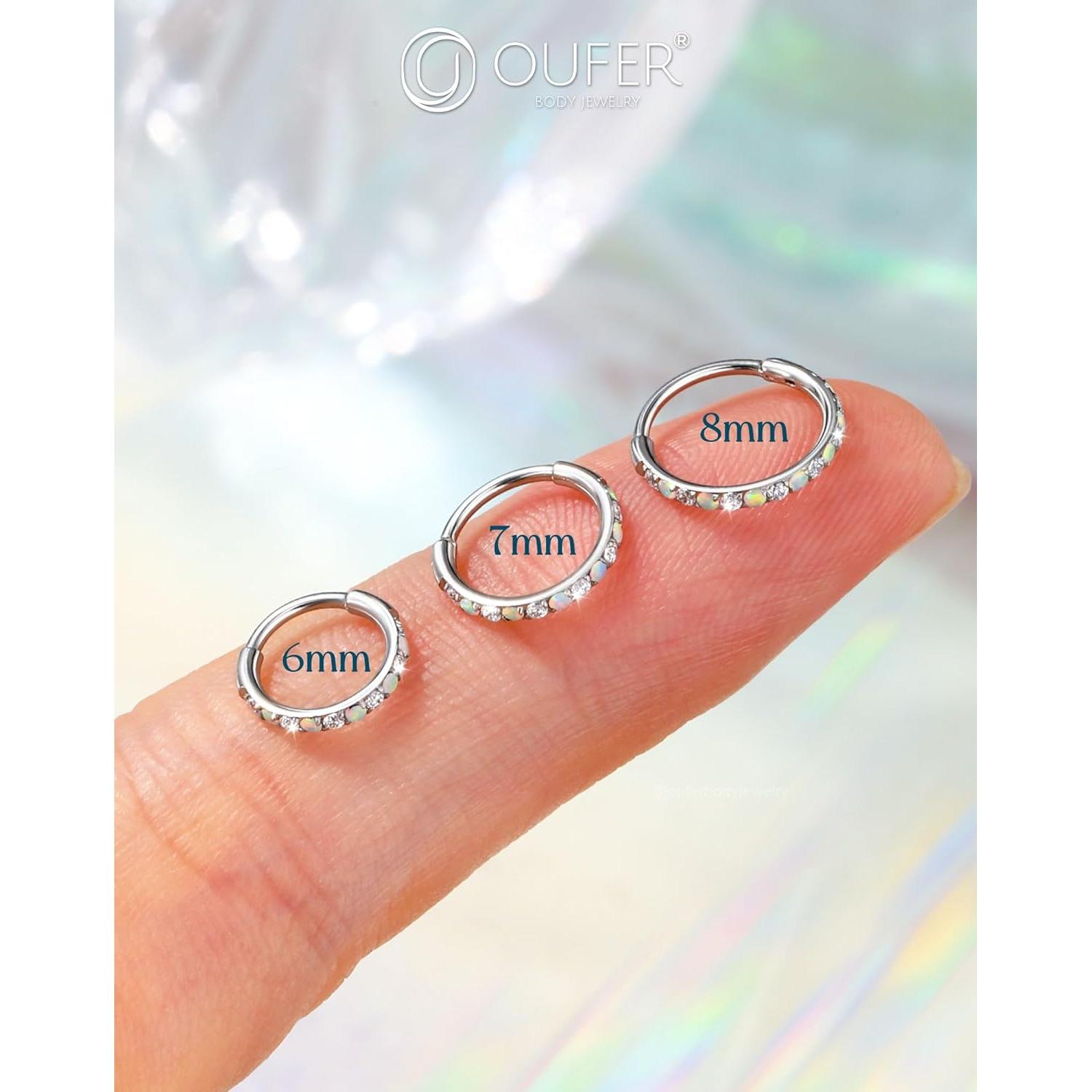 Anillo de Nariz OUFER 20G Acero Quirúrgico 7mm con Ópalo