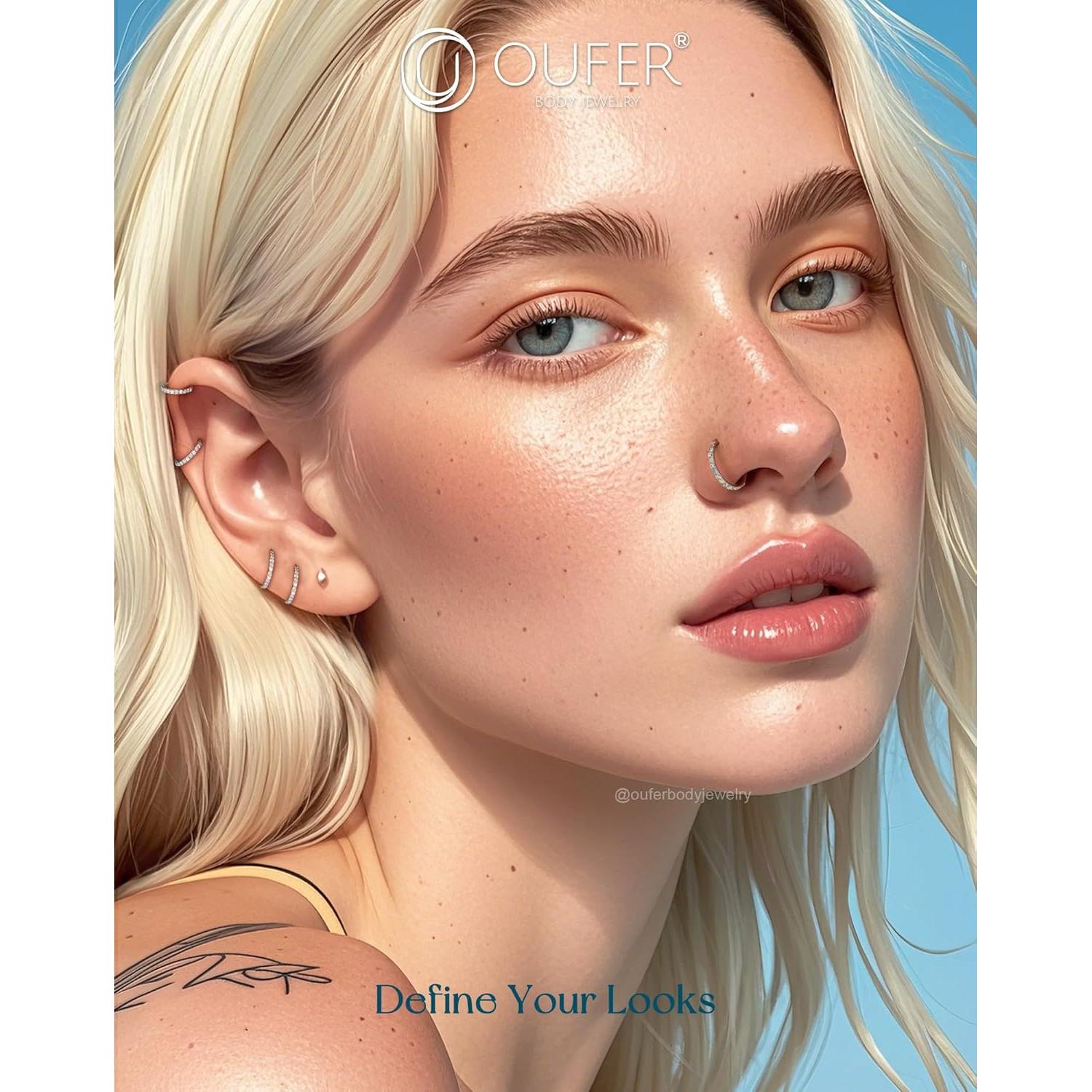 Anillo de Nariz OUFER 20G Acero Quirúrgico 7mm con Ópalo