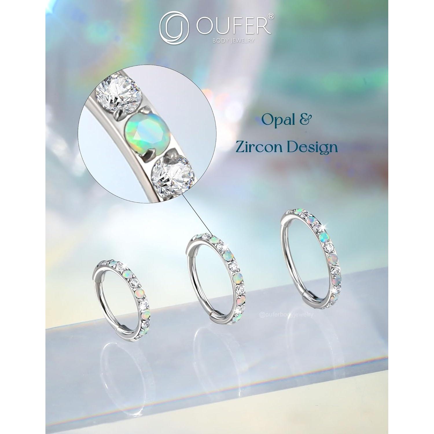Anillo de Nariz OUFER 20G Acero Quirúrgico 7mm con Ópalo