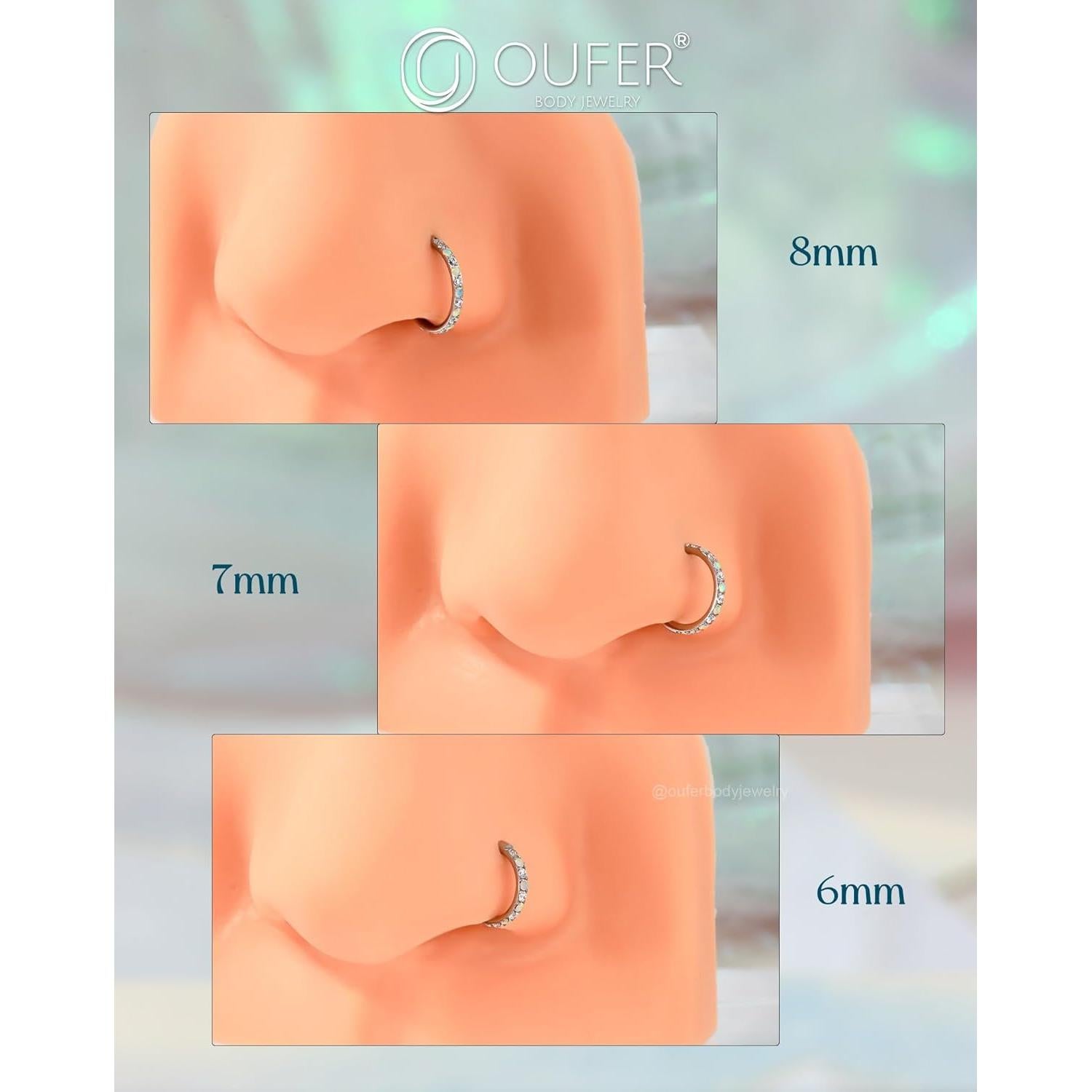 Anillo de Nariz OUFER 20G Acero Quirúrgico 7mm con Ópalo