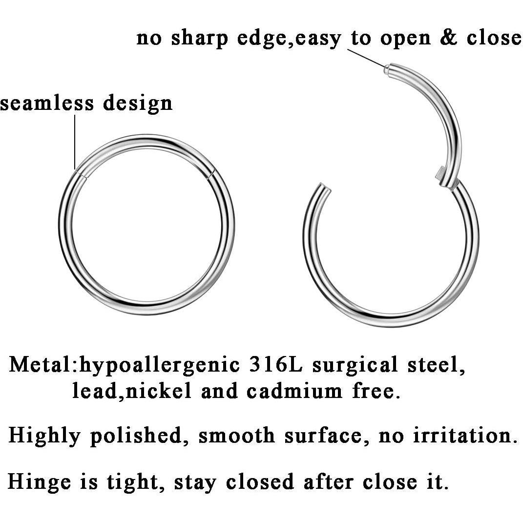 Anillo de Perforación de Acero Quirúrgico 18g 8mm Plata