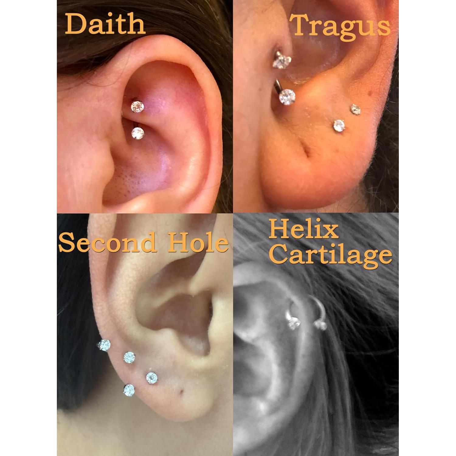 Arete de Cartílago QWALIT 20g Plata con Herradura y Herramientas