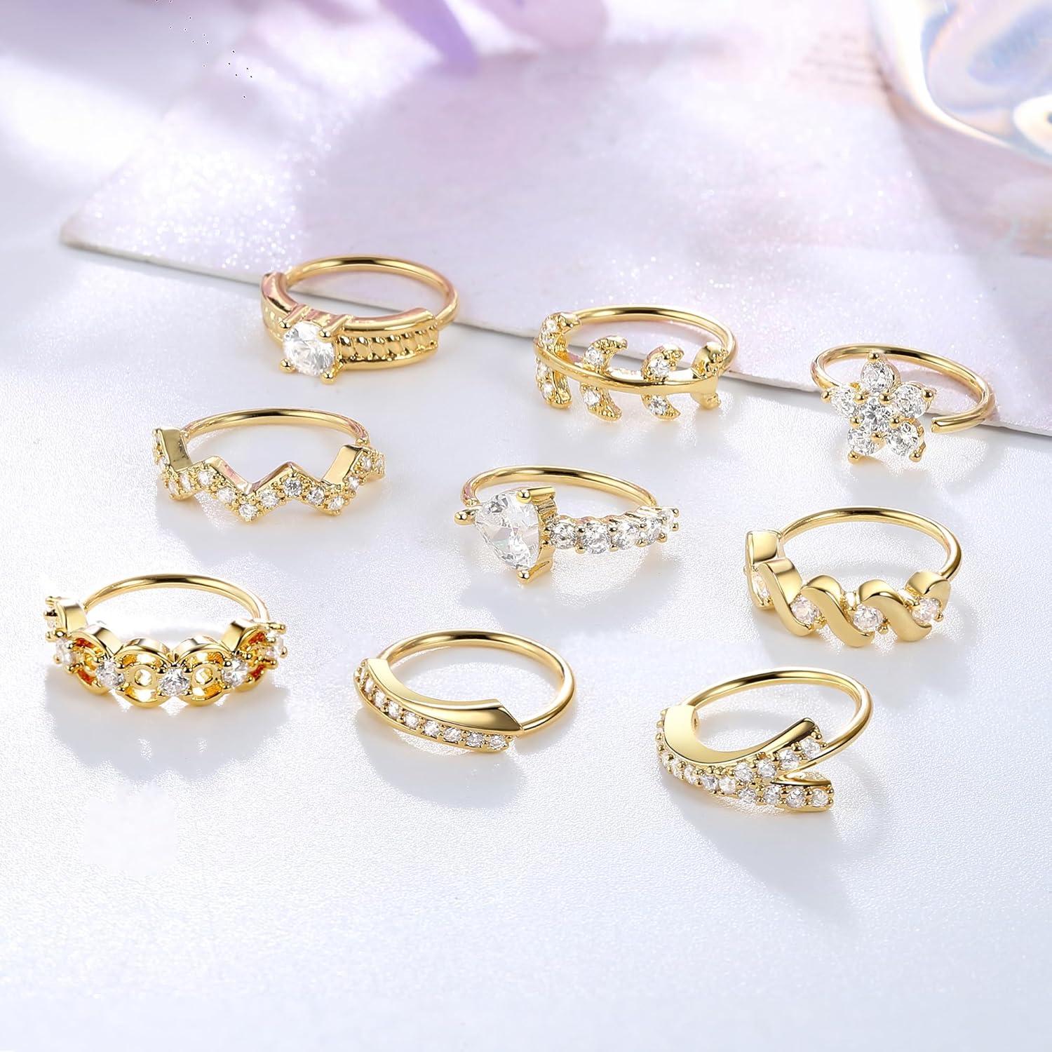 Aros Nasales UBGICIG 9Pcs 20G Acero Inoxidable Oro Plata