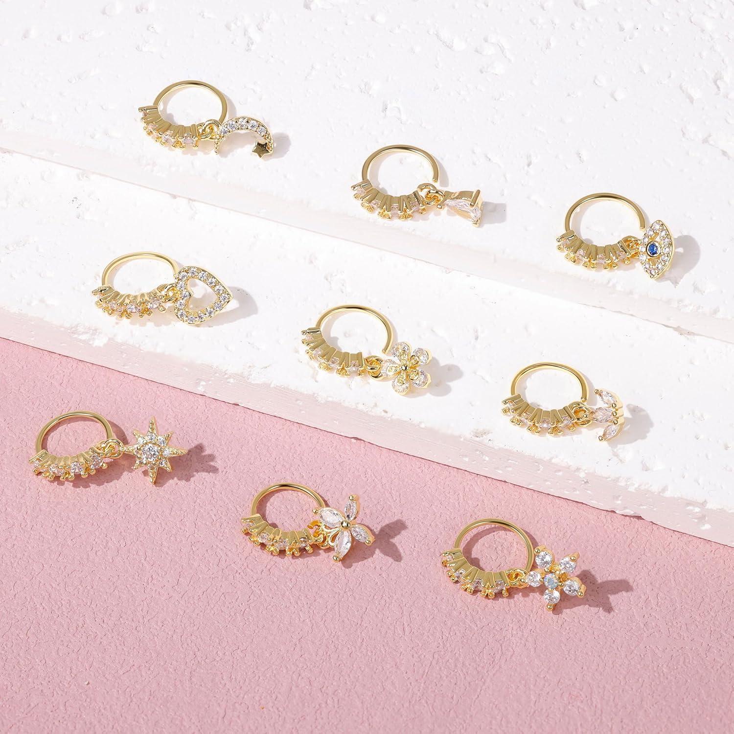 Juego de Aros Nasales Colgantes YOVORO 20G Acero Inoxidable 9 Piezas