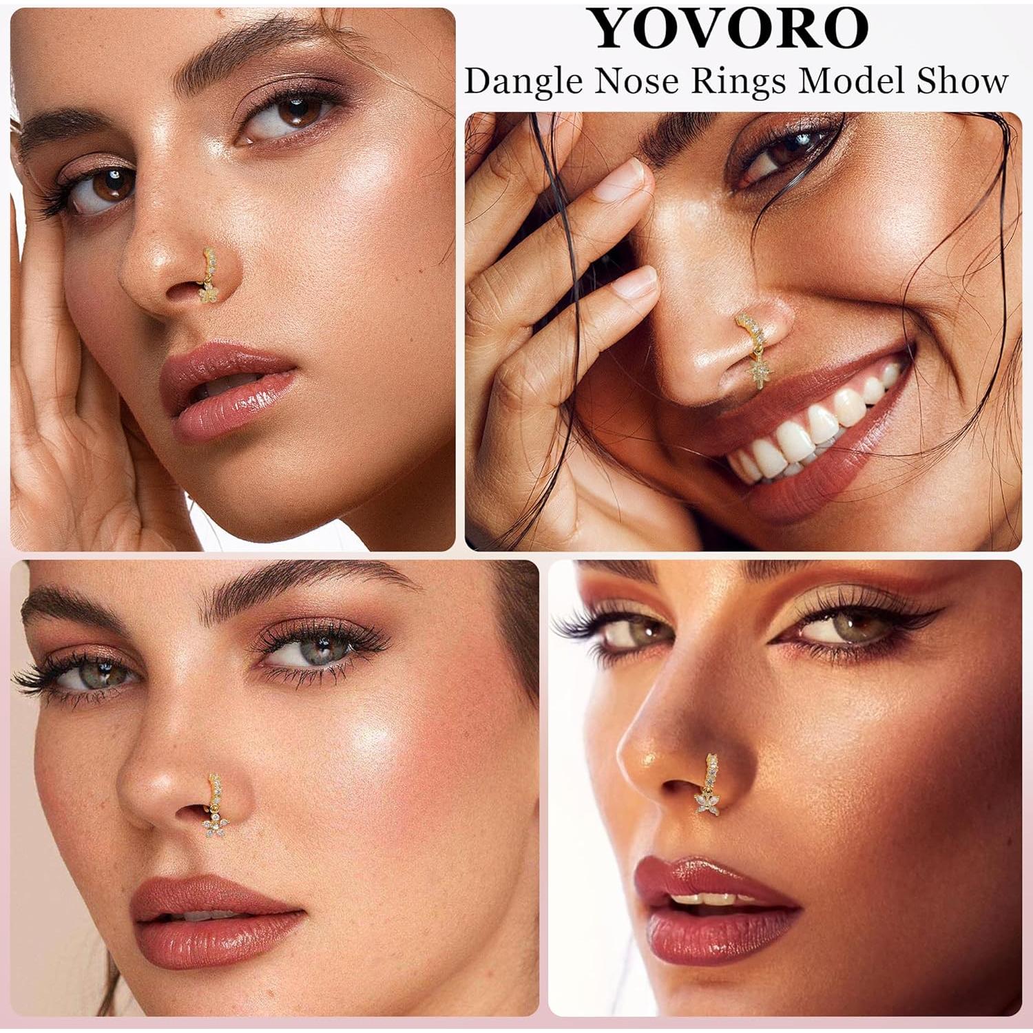 Juego de Aros Nasales Colgantes YOVORO 20G Acero Inoxidable 9 Piezas