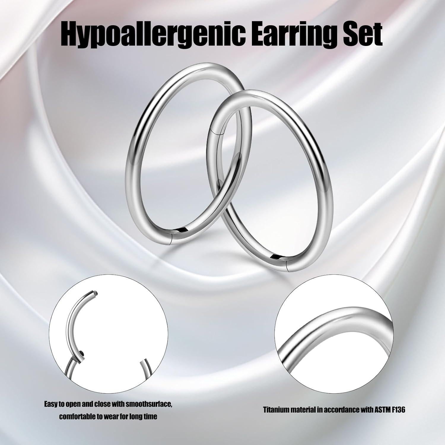 5 Aros Nasales Titanio G23 18G/20G 6mm-10mm HeraBPJW