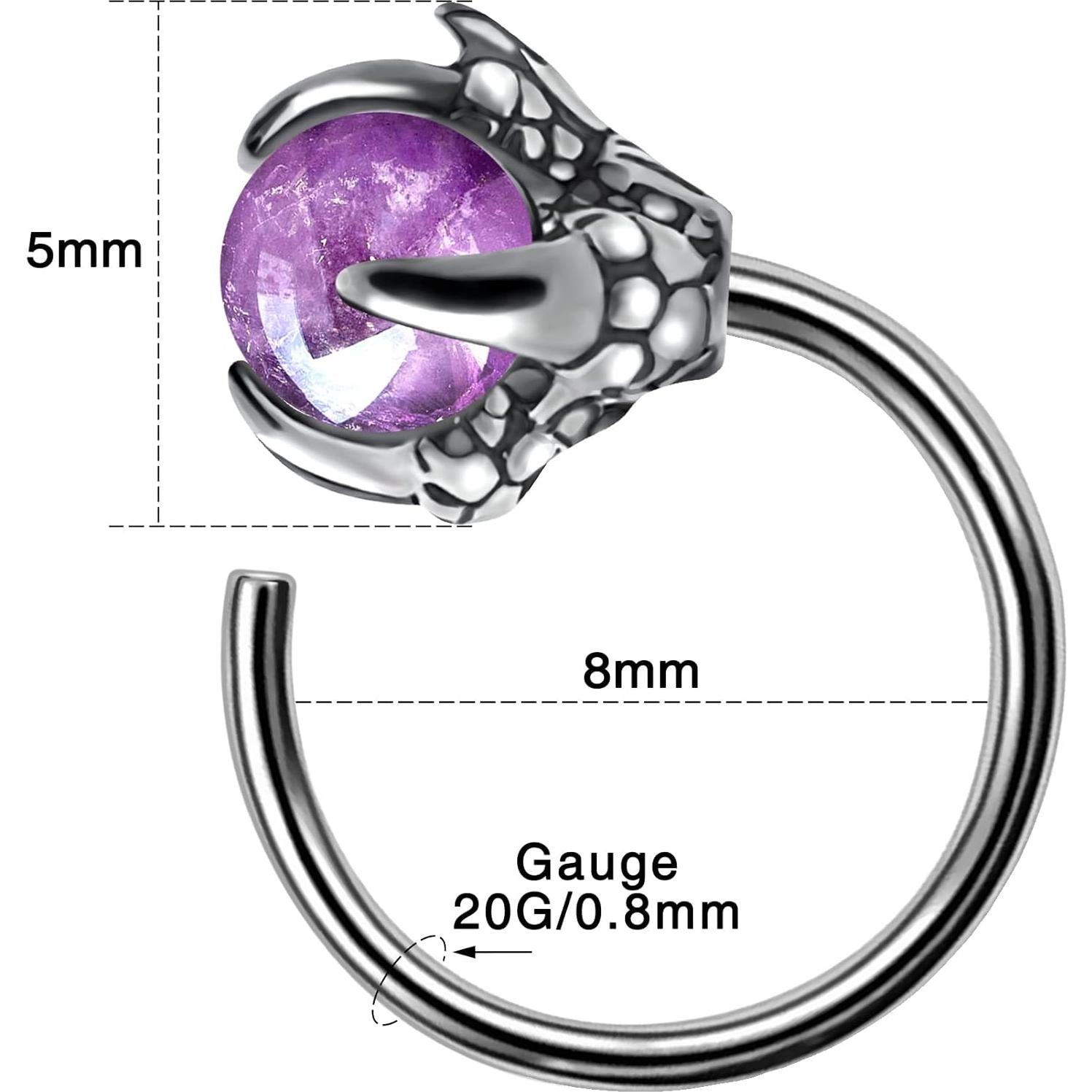 Aro de Nariz OUFER 20G Acero Quirúrgico Garra de Dragón