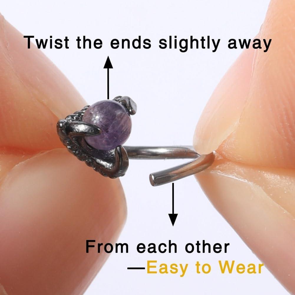 Aro de Nariz OUFER 20G Acero Quirúrgico Garra de Dragón