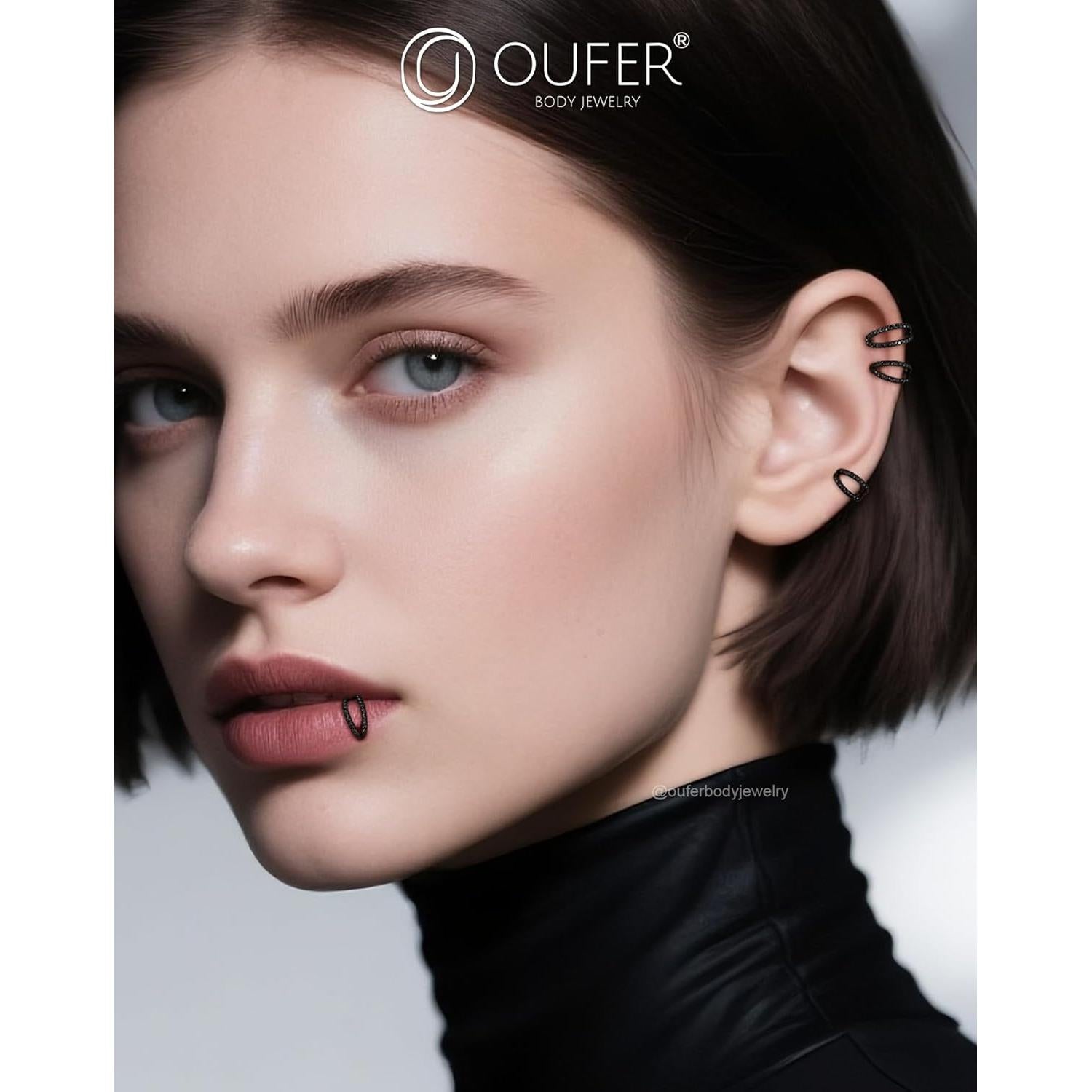 Aros de Piercing Nasal Doble CZ OUFER 20G 6MM Acero Inoxidable