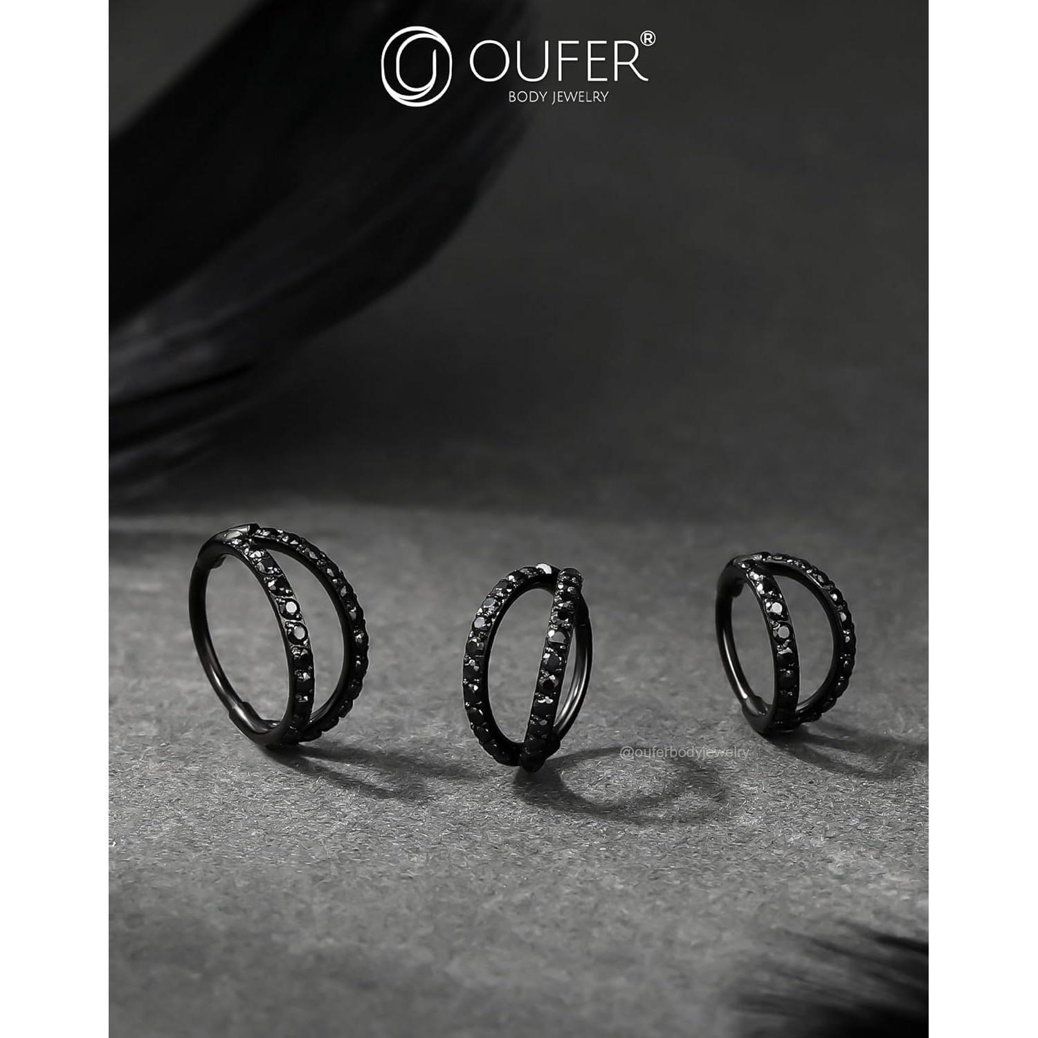 Aros de Piercing Nasal Doble CZ OUFER 20G 6MM Acero Inoxidable