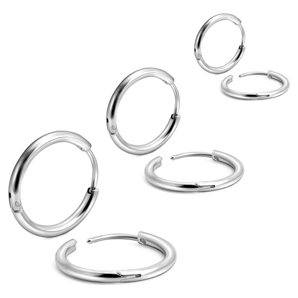 Pendientes de Aro Diminutos Acero Quirúrgico 18K Unisex
