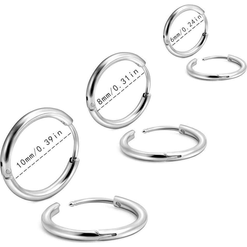 Pendientes de Aro Diminutos Acero Quirúrgico 18K Unisex