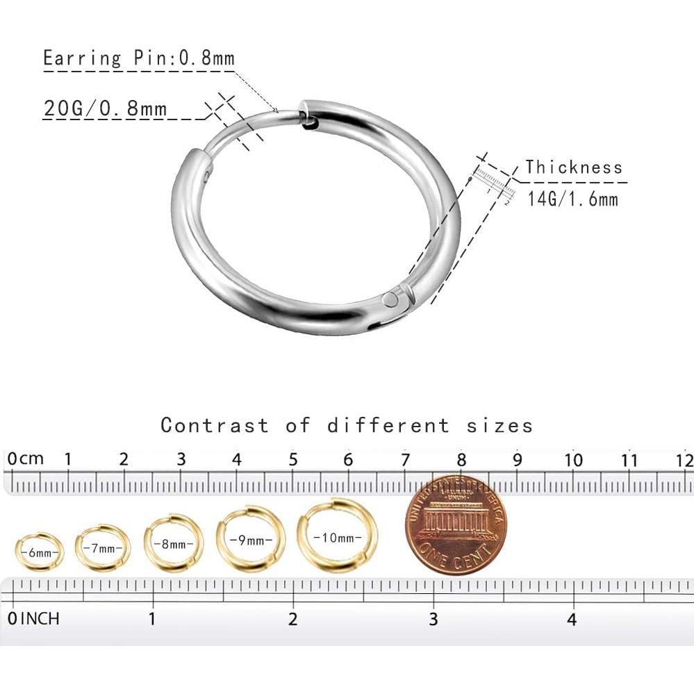 Pendientes de Aro Diminutos Acero Quirúrgico 18K Unisex