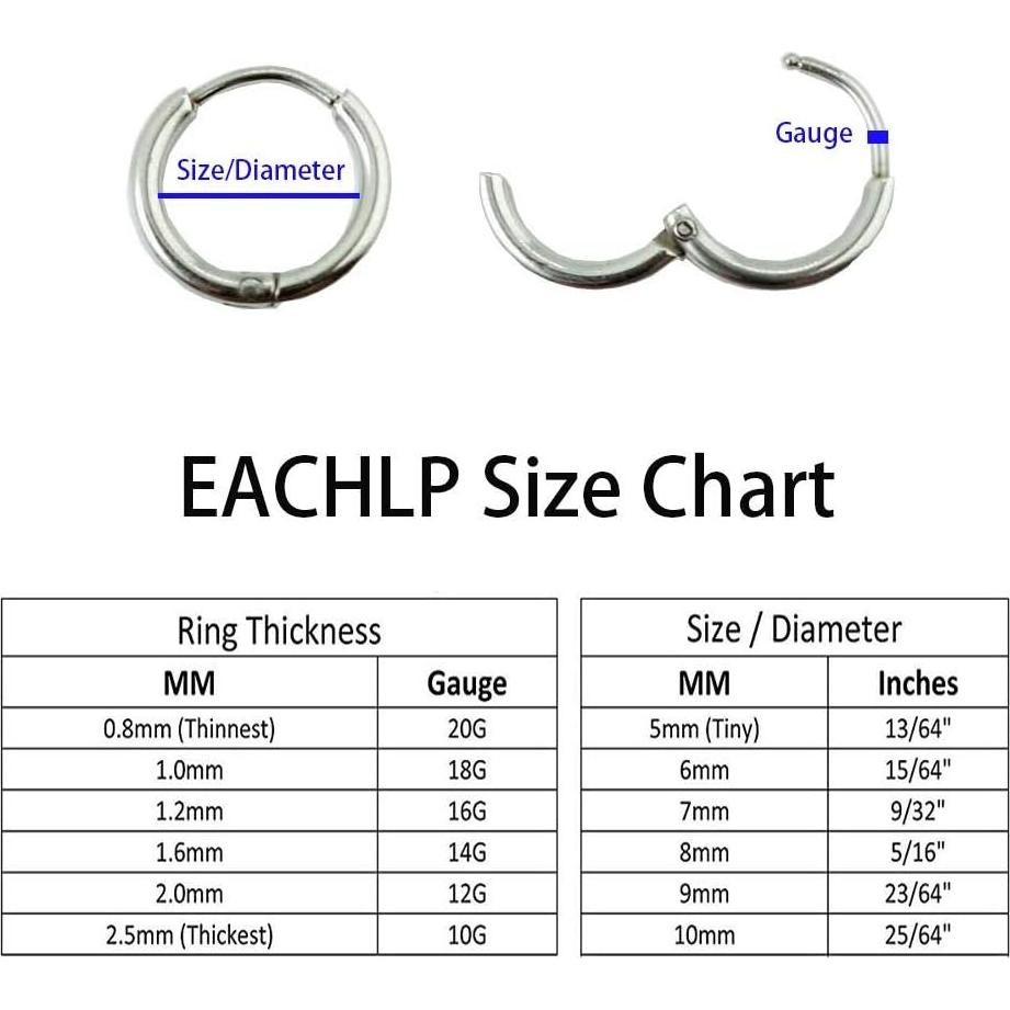 Pendientes de Aro Diminutos Acero Quirúrgico 18K Unisex
