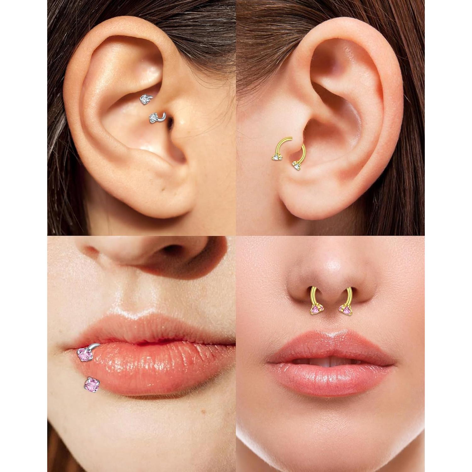 Anillos de nariz en forma de herradura Zolure 18g plateado 8mm