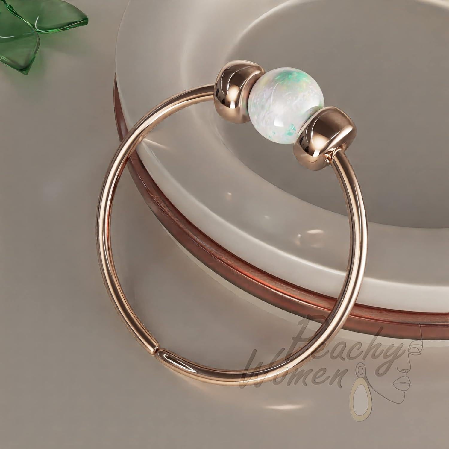 Anillo de Nariz Oro Rosa 2mm Ópalo Blanco Hecho a Mano