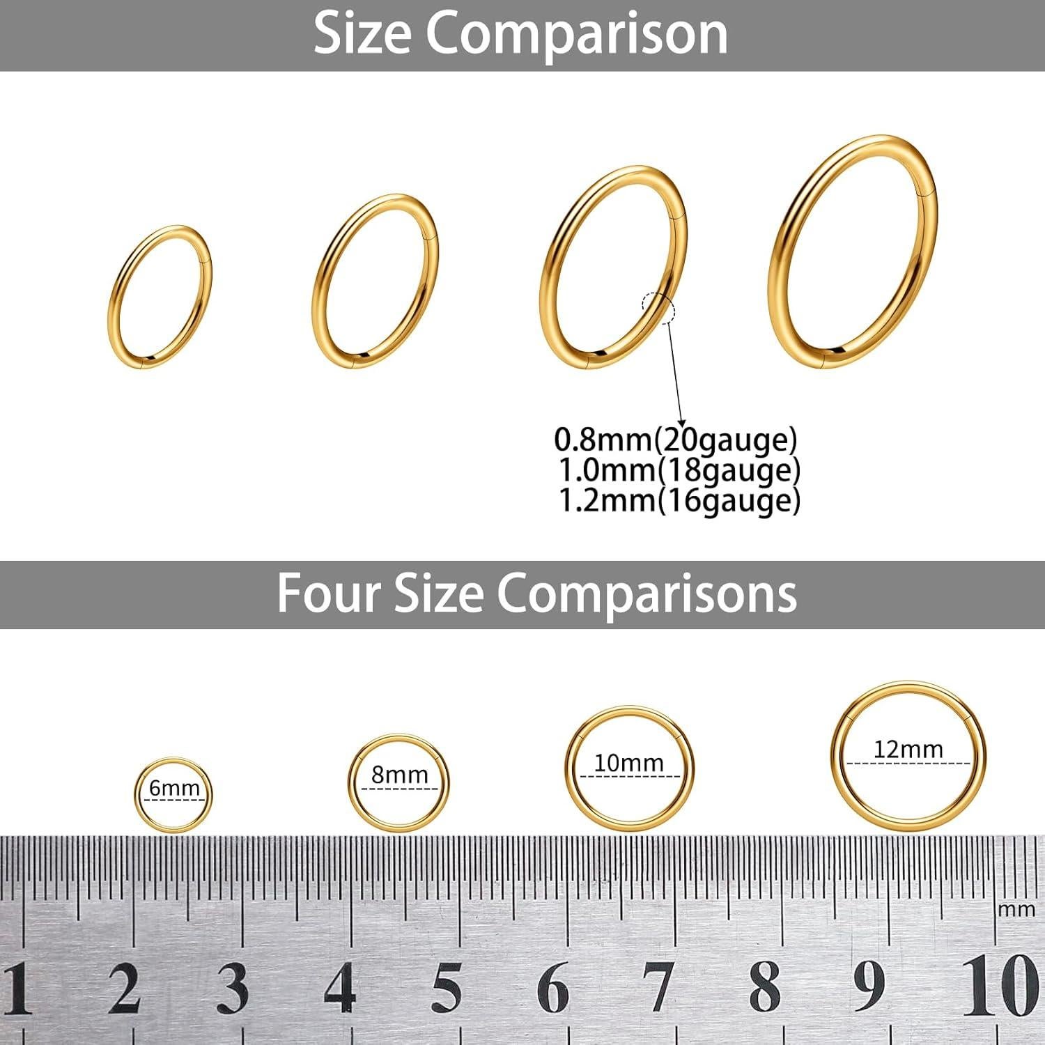 Aros de Nariz y Septum DGhera - 8 Pcs Acero 316L Hipoalergénico