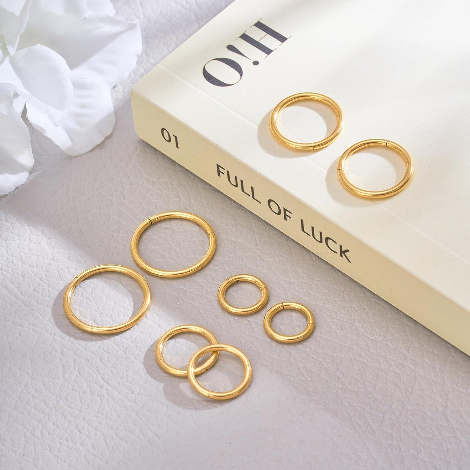 Aros de Nariz y Septum DGhera - 8 Pcs Acero 316L Hipoalergénico