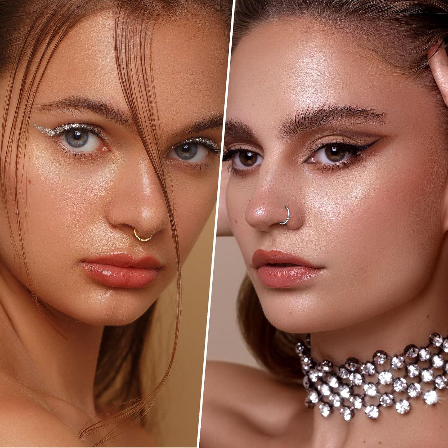 Aros de Nariz y Septum DGhera - 8 Pcs Acero 316L Hipoalergénico