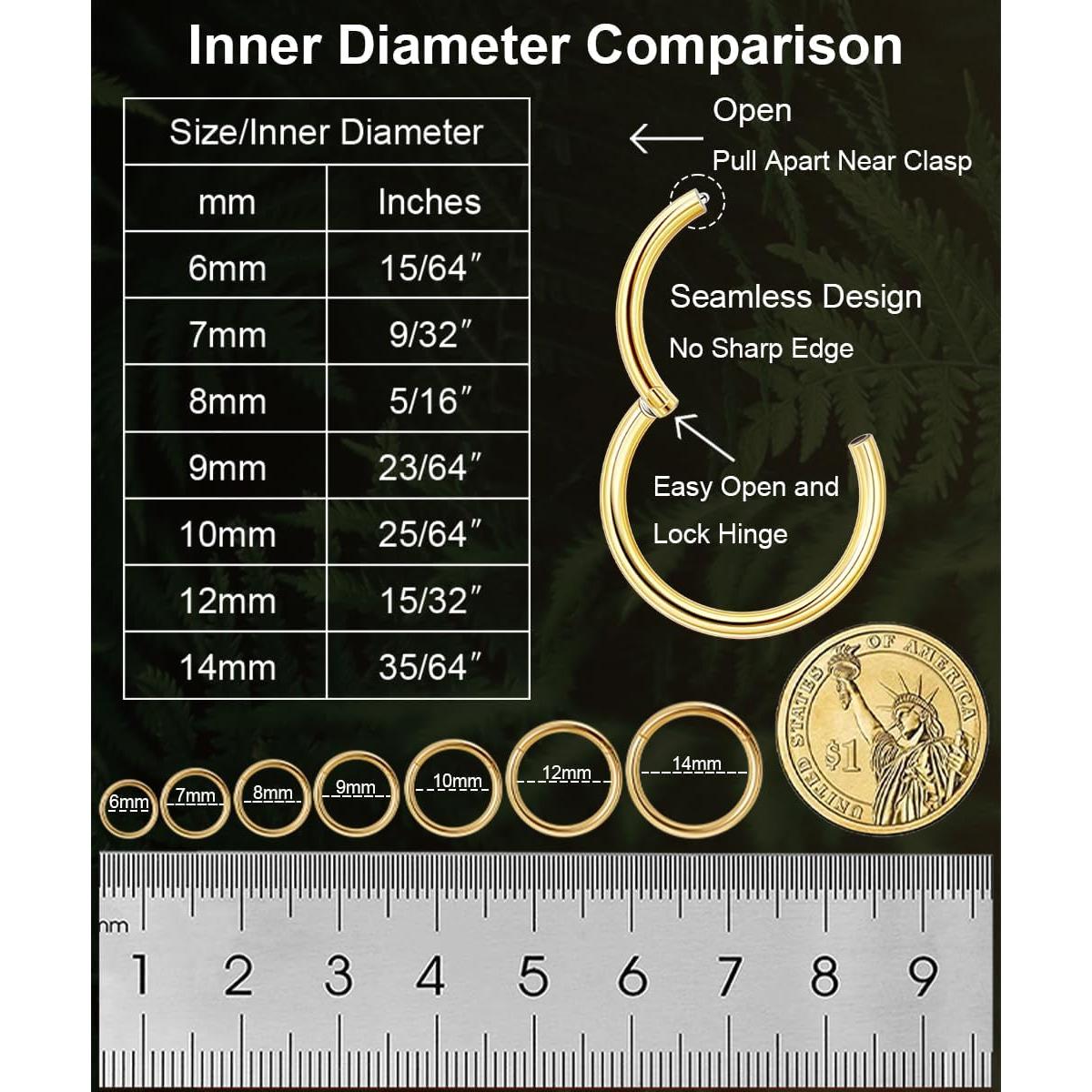 Anillo de nariz Vegolita acero inoxidable 316L 18G 12MM negro