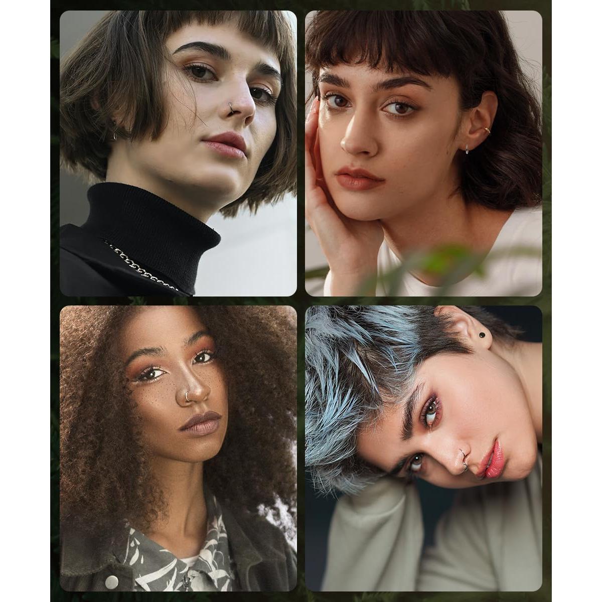 Anillo de nariz Vegolita acero inoxidable 316L 18G 12MM negro