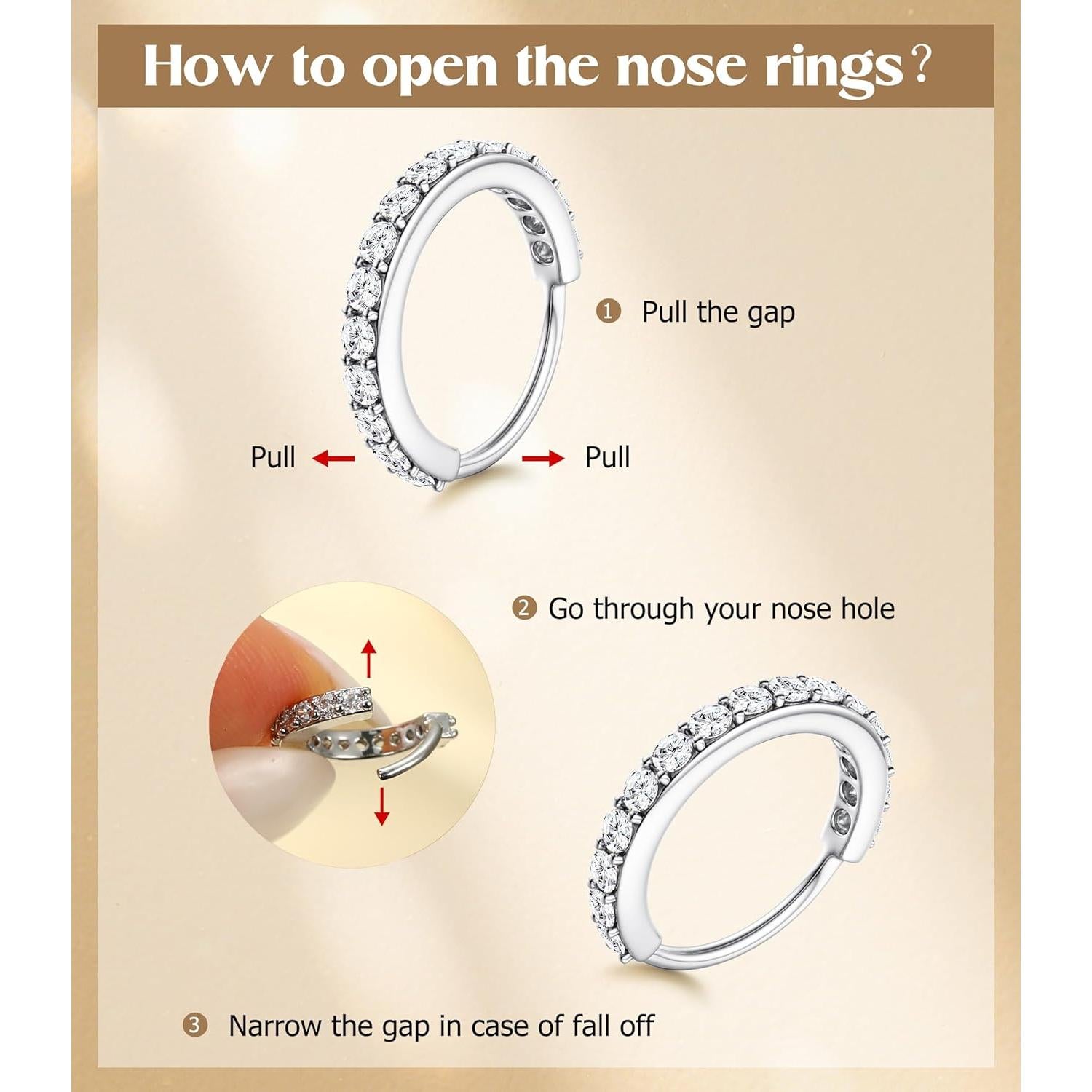 Anillos de Nariz Hipoalergénicos MILACOLATO 20G Oro 14K Acero