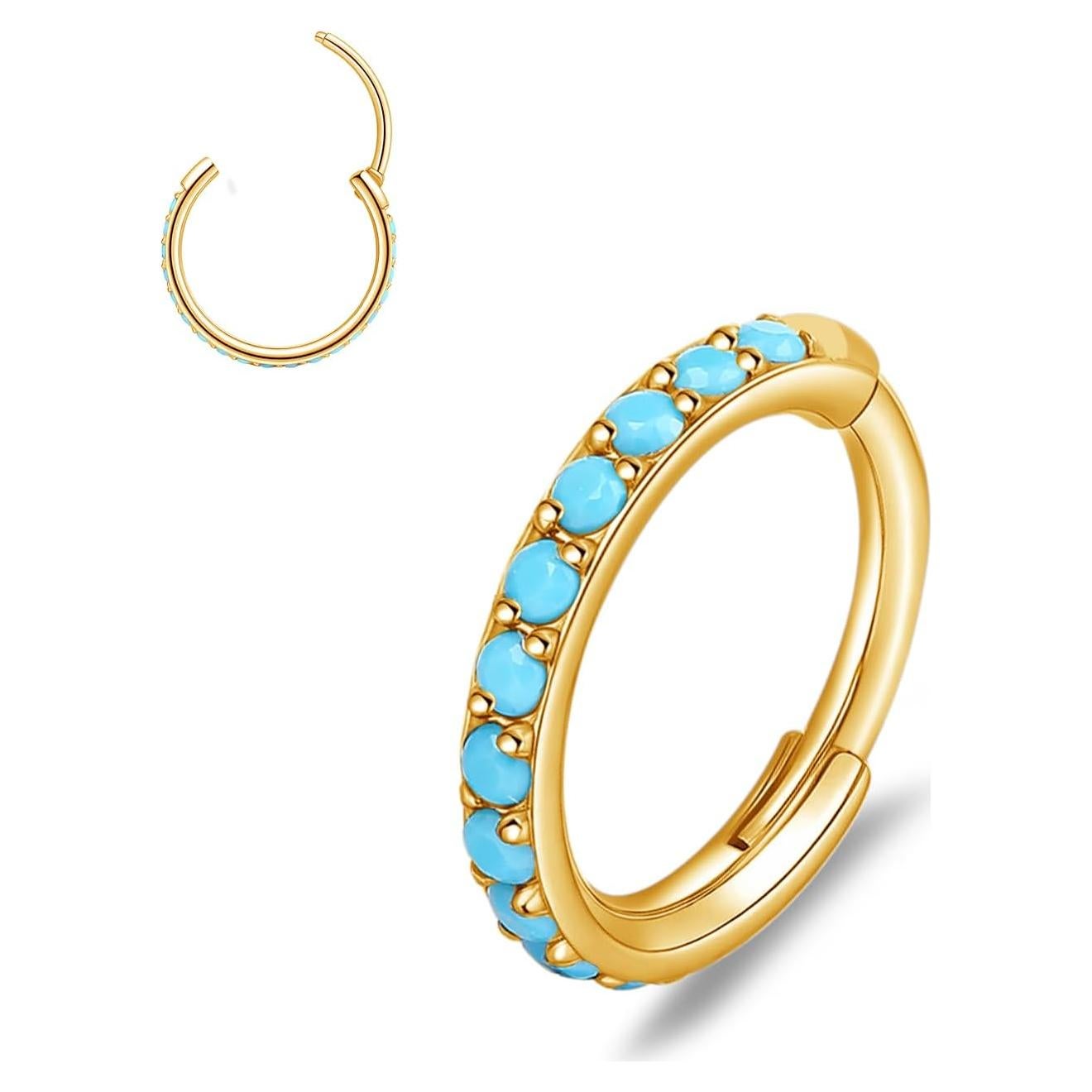 Aros de Nariz de Titanio Turquesa 20G - Hipoalergénicos 6/8/10mm