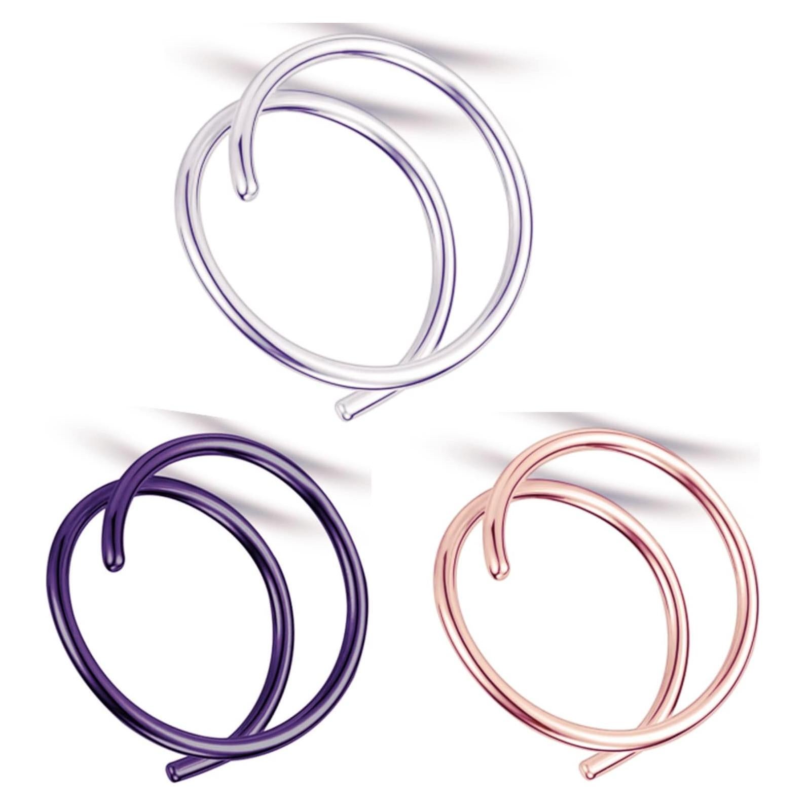 Anillo de Nariz Doble 20g Acero Quirúrgico 6mm 8mm 10mm