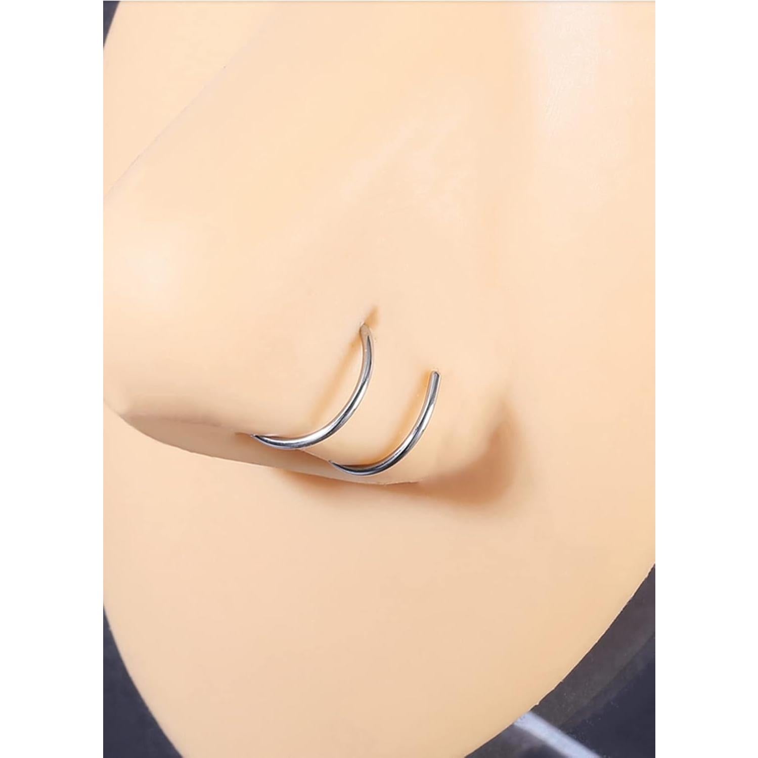 Anillo de Nariz Doble 20g Acero Quirúrgico 6mm 8mm 10mm