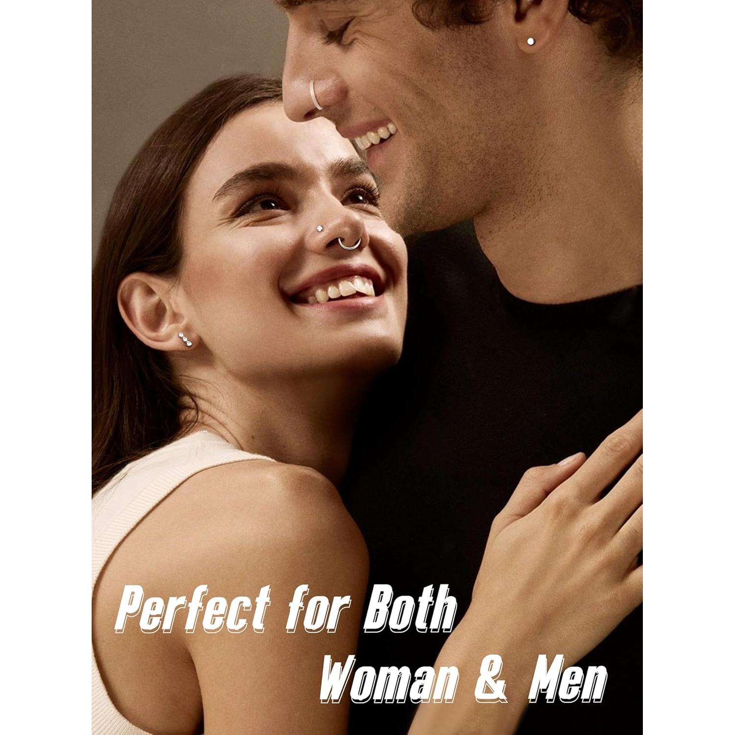 Aros Nasales Hipoalergénicos THUNARAZ 32 Pcs 18G 20G Plata