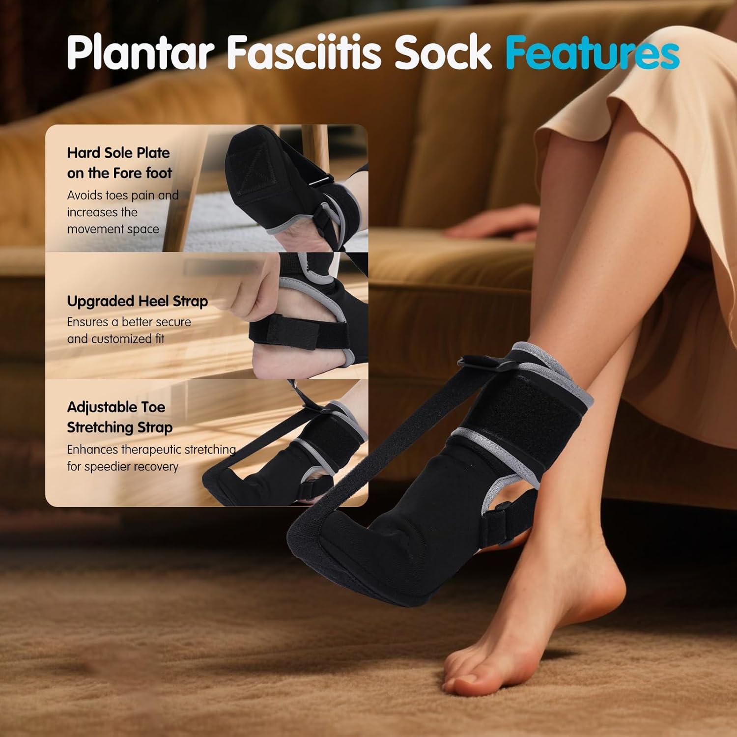 Férula nocturna para fascitis plantar NIUFEEK - Ajustable, Negro