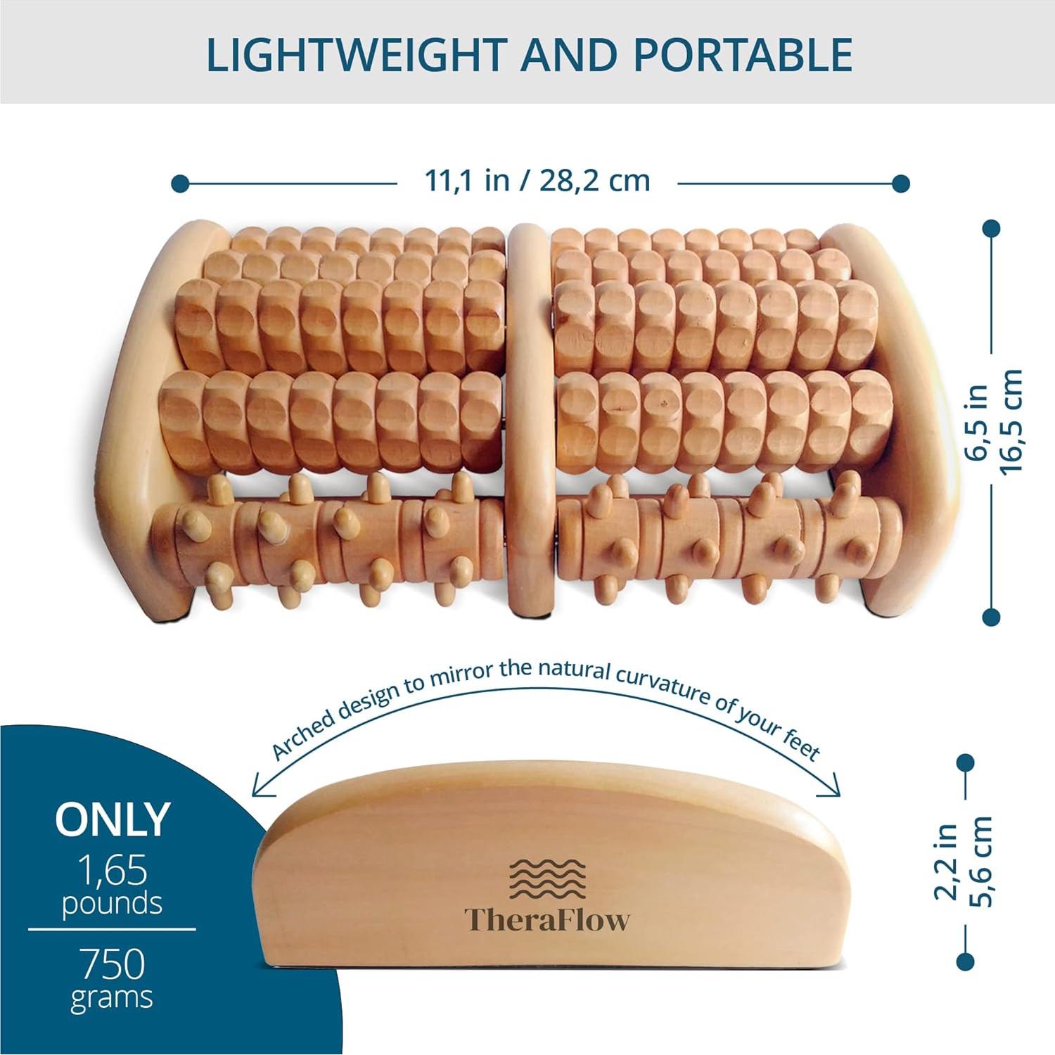 Masajeador de pies de madera TheraFlow para alivio de dolor