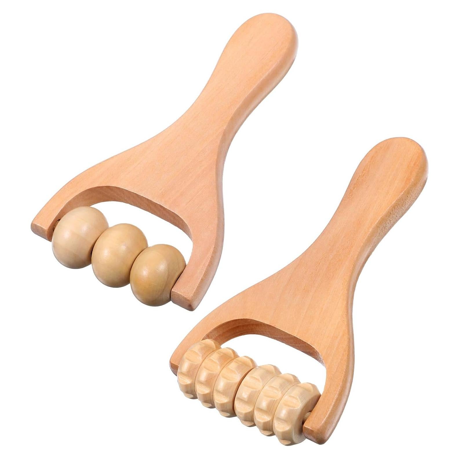 Rodillo de Masaje de Madera HekouJiub 15.5cm 2 Piezas