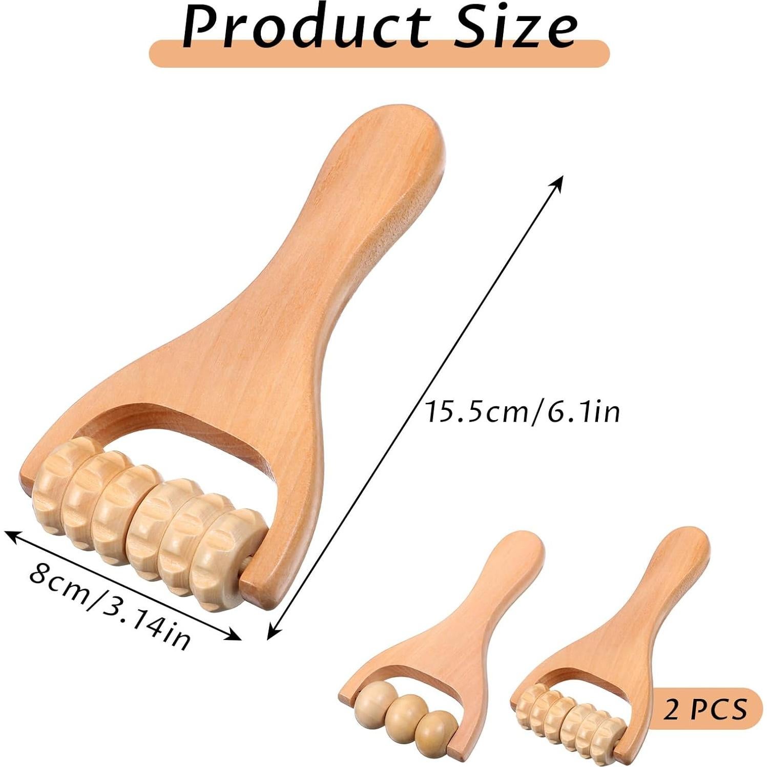 Rodillo de Masaje de Madera HekouJiub 15.5cm 2 Piezas