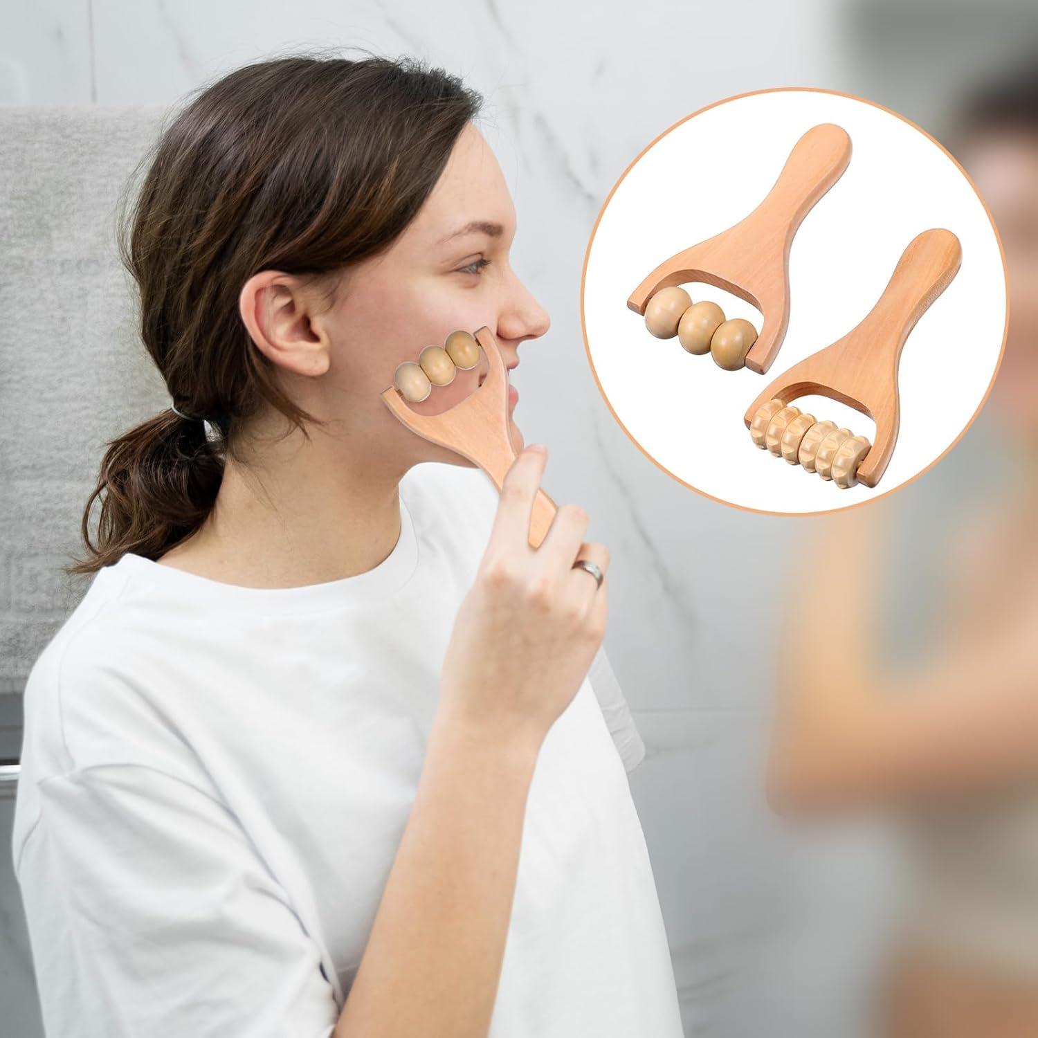 Rodillo de Masaje de Madera HekouJiub 15.5cm 2 Piezas