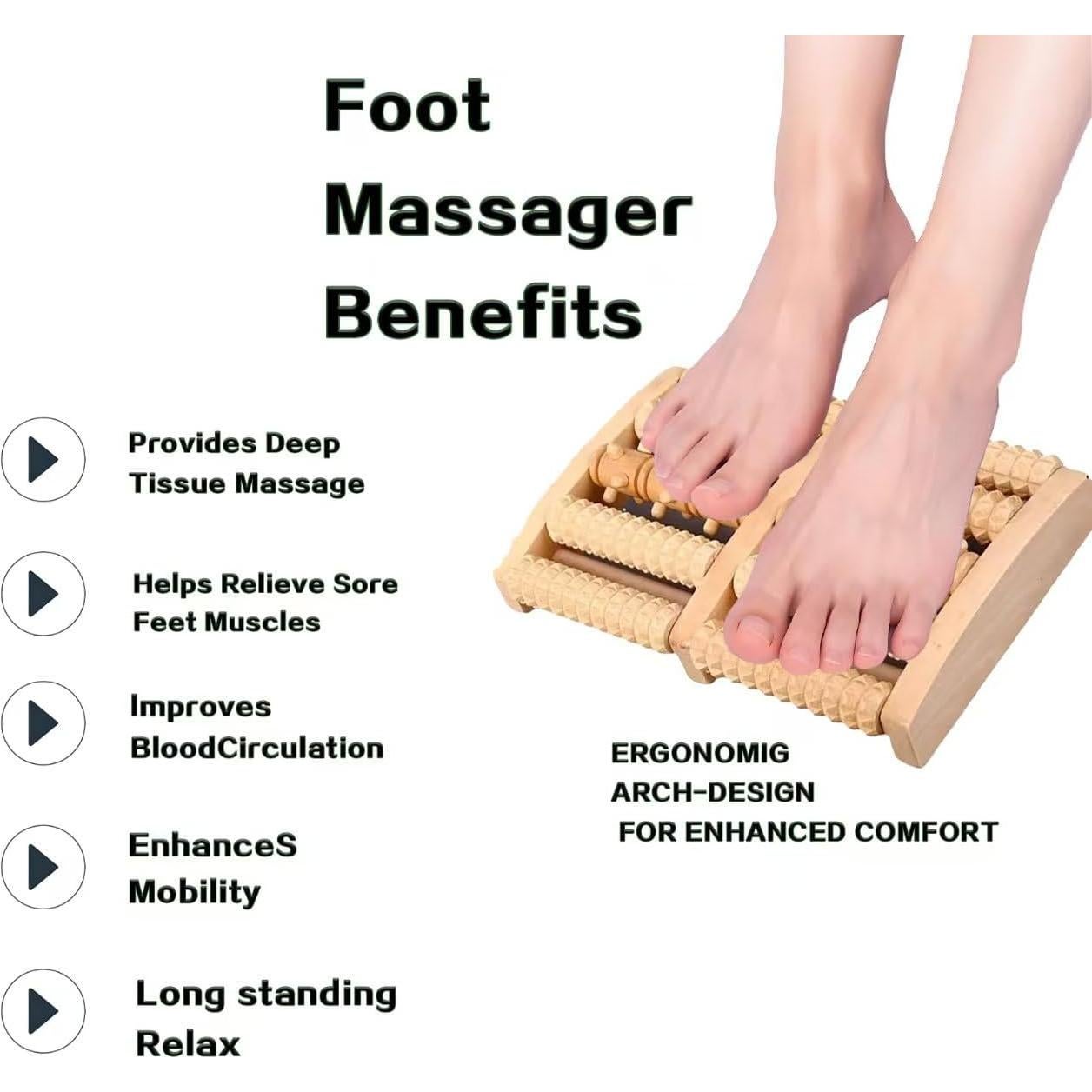 Rodillo de Madera para Masaje de Pies Genérico - Kit Completo con Calcetines y Herramientas