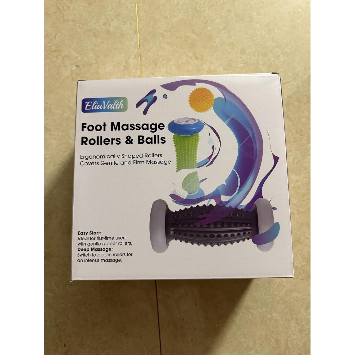 Masajeador de Pies EliaValth con 2 Rodillos y 2 Bolas Verde