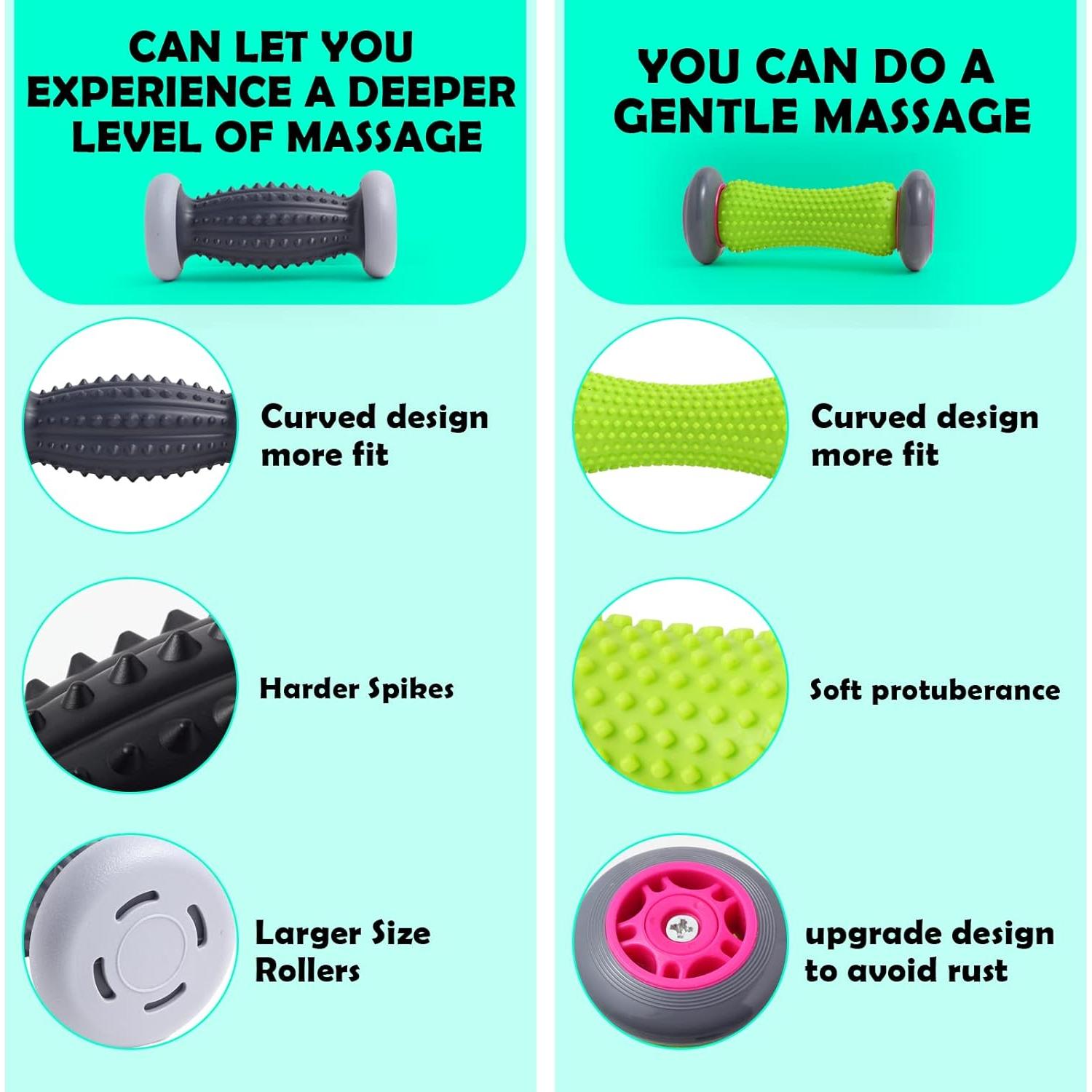 Masajeador de Pies EliaValth con 2 Rodillos y 2 Bolas Verde