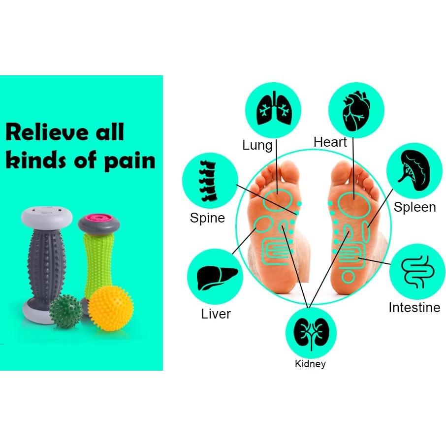 Masajeador de Pies EliaValth con 2 Rodillos y 2 Bolas Verde