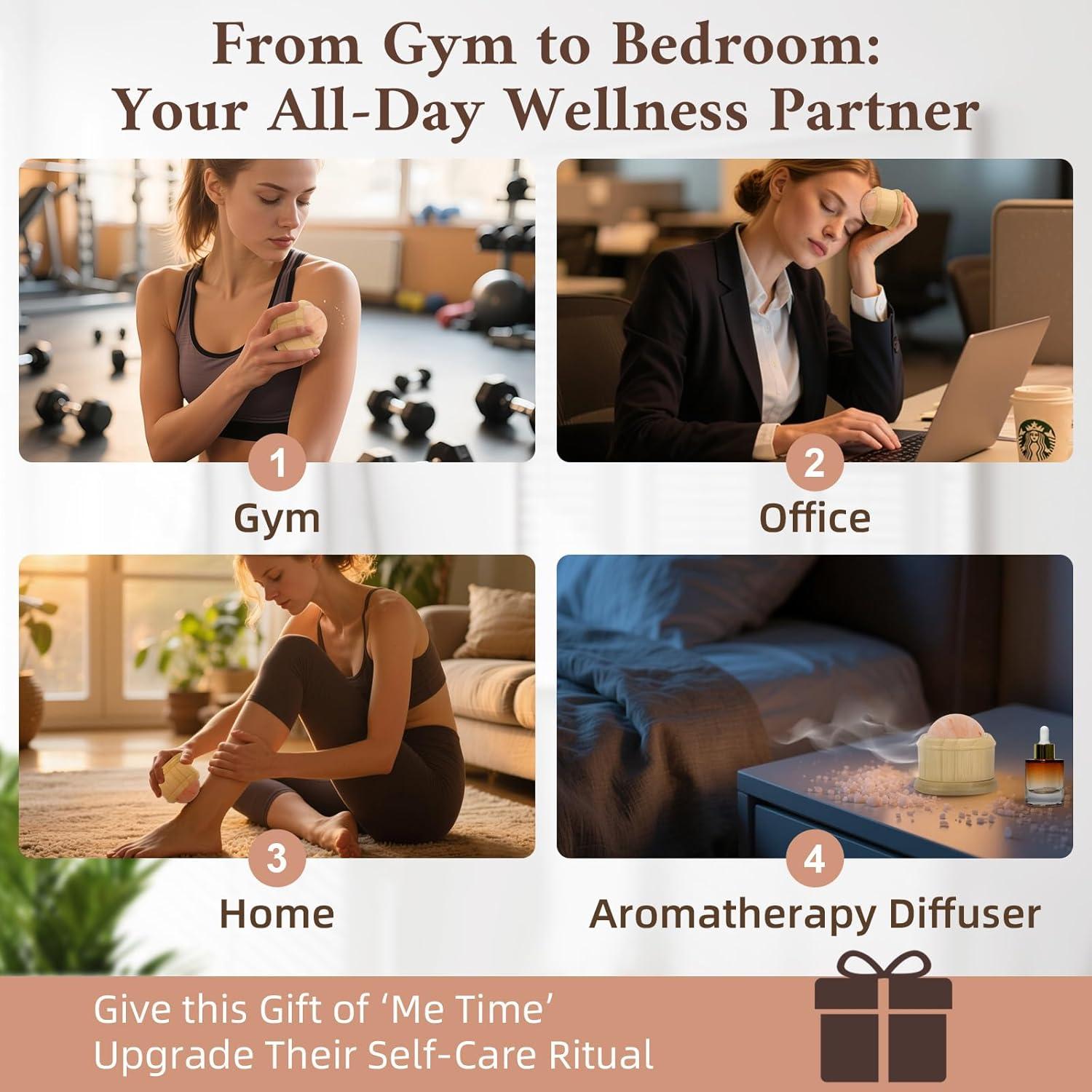 Rodillo de Masaje de Sal del Himalaya DICEYKNOD 7.6cm